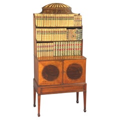 Librería Enana Antigua de Madera Satinada del Periodo Sheraton Jorge III