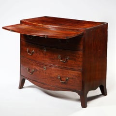 George III Sheraton Period Bow-Fronted Caddy Topped Mahogany Chest of Drawers
