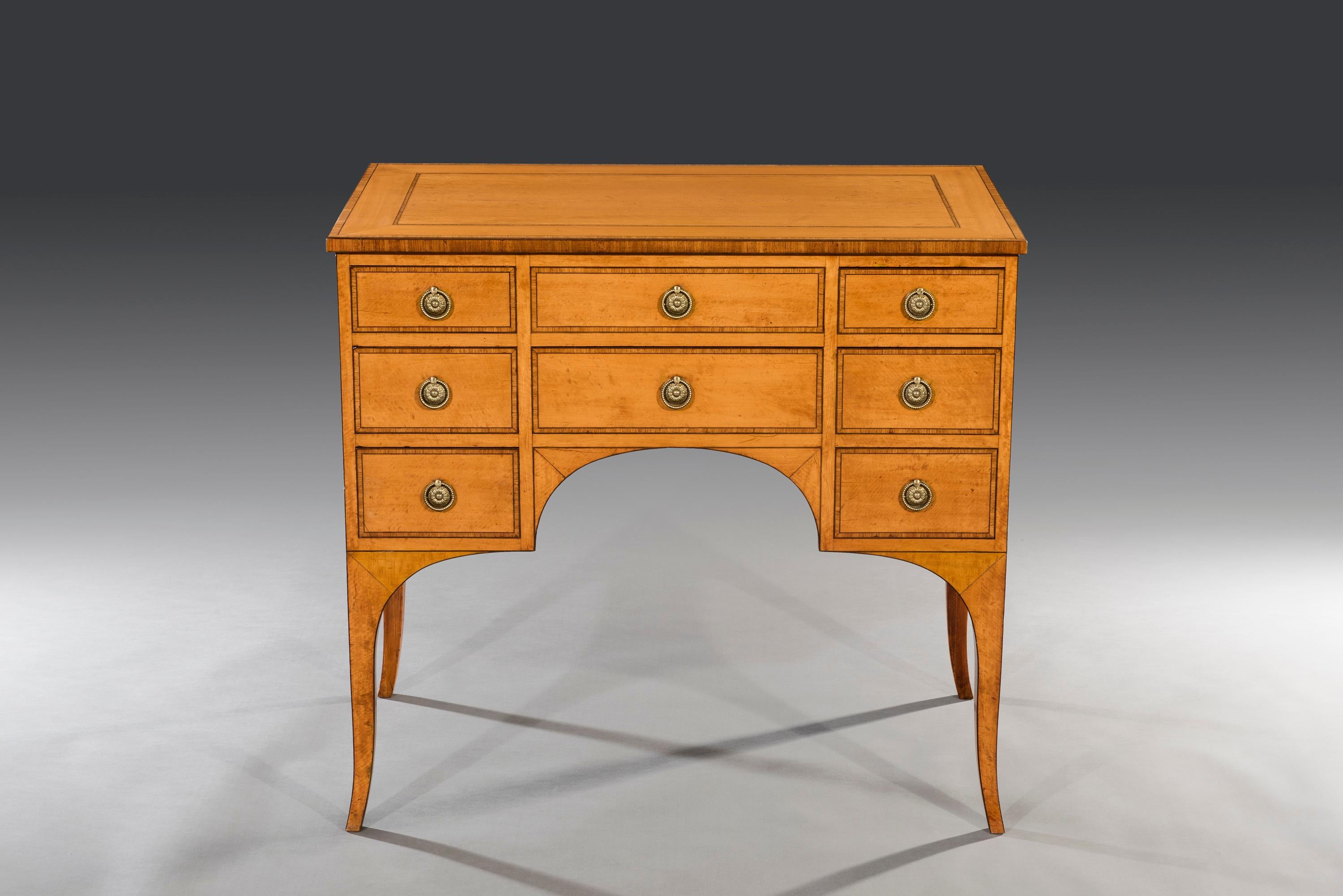 George III Sheraton Period West Indian Satinwood Inlaid Dressing Cabinet For Sale 1