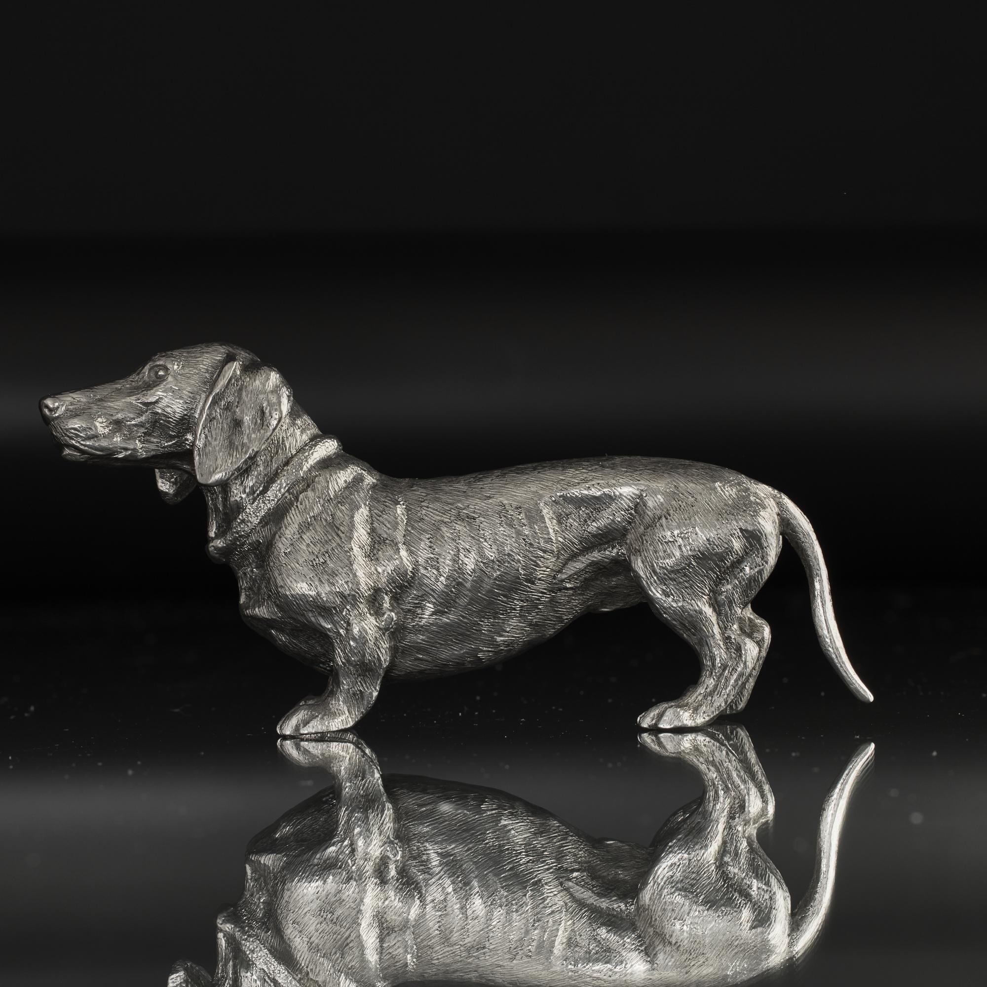 British Silver smooth-haired dachshund model For Sale