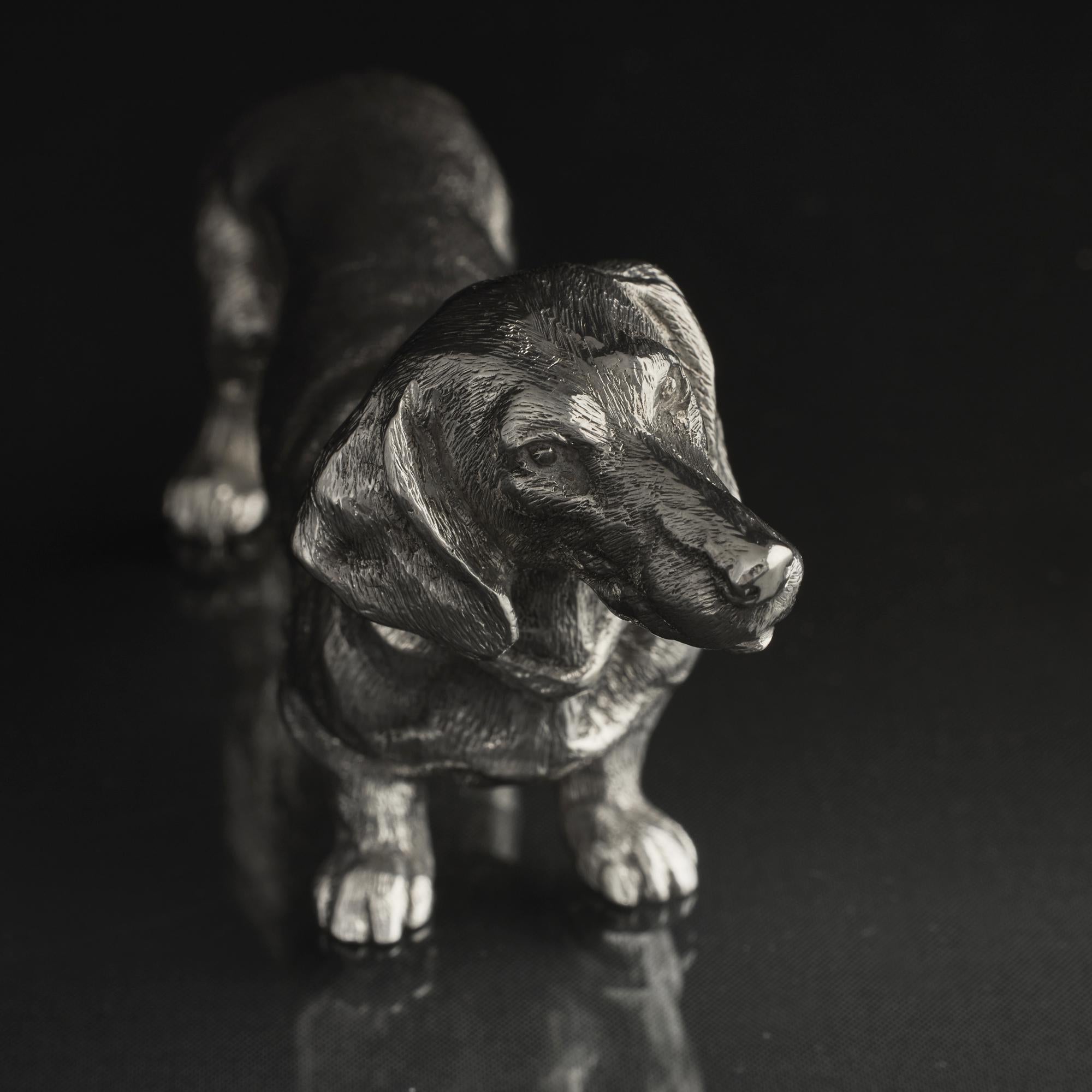 Late 20th Century Silver smooth-haired dachshund model For Sale