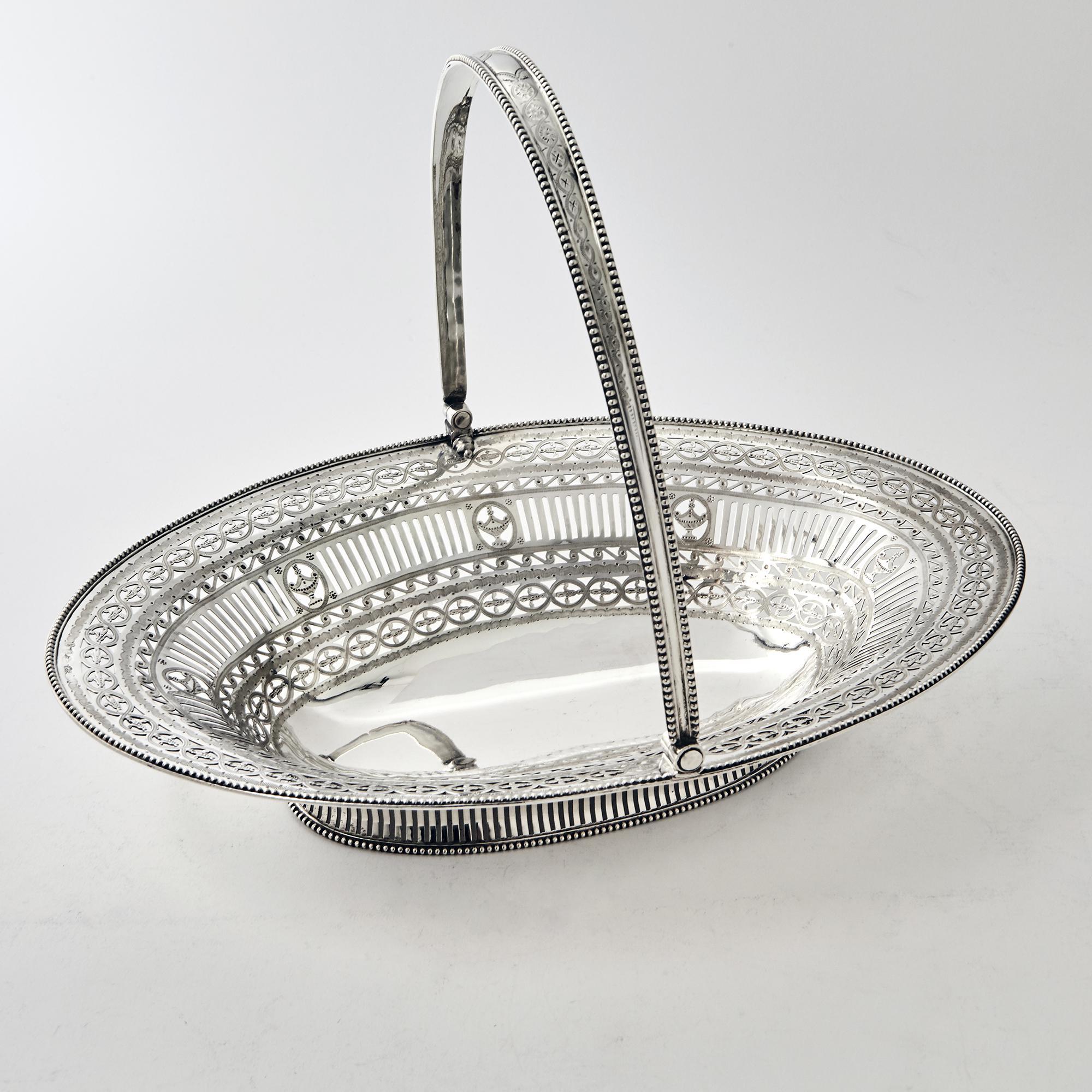 Late 18th Century George III Silver Basket by Hester Bateman For Sale