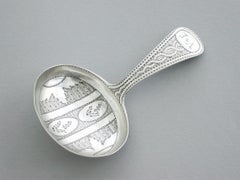 George III Silver Bright-Cut Engraved Caddy Spoon by Joseph Taylor 1811