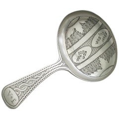 George III Silver Bright-Cut Engraved Caddy Spoon by Joseph Taylor 1811