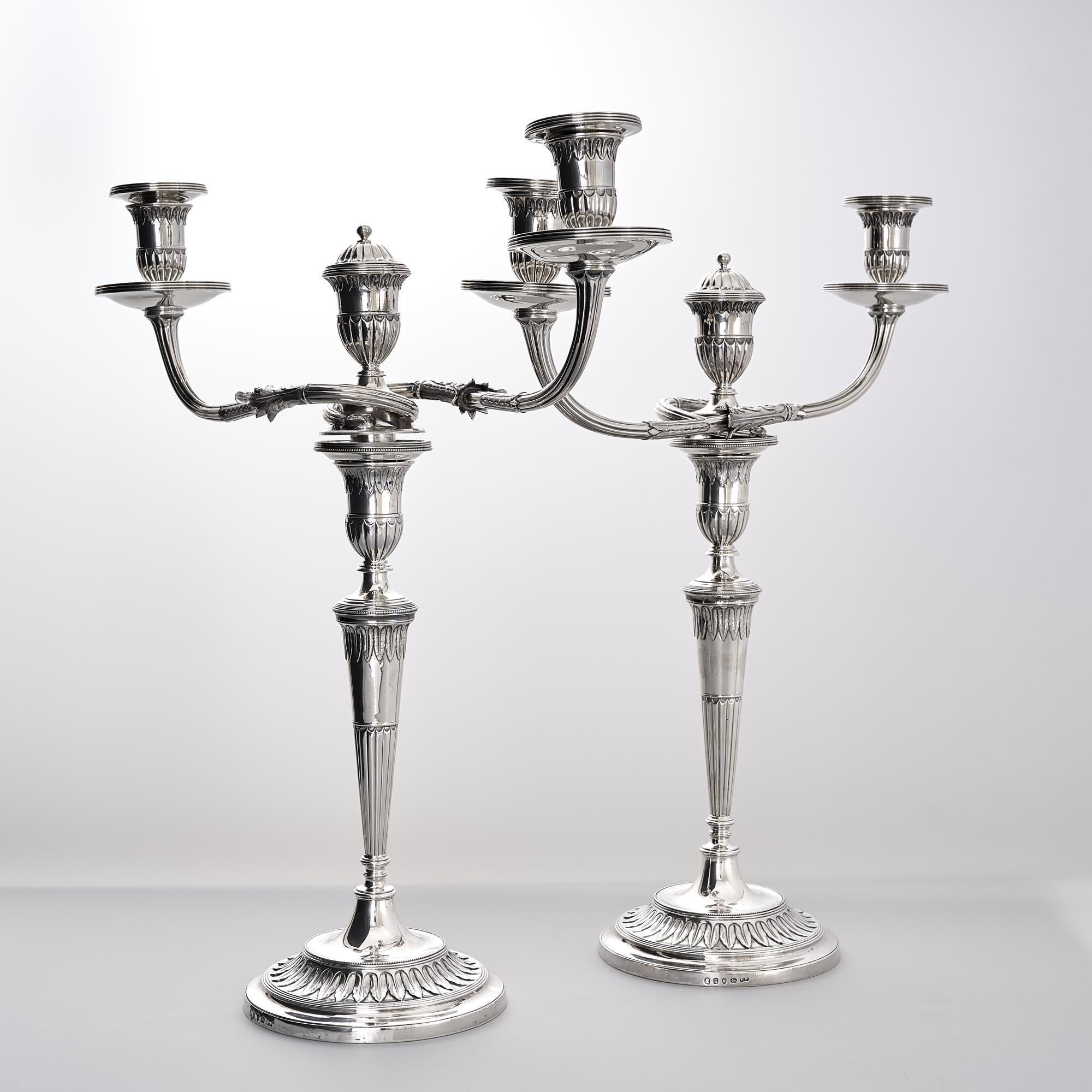 Late 18th Century George III silver candelabra suite