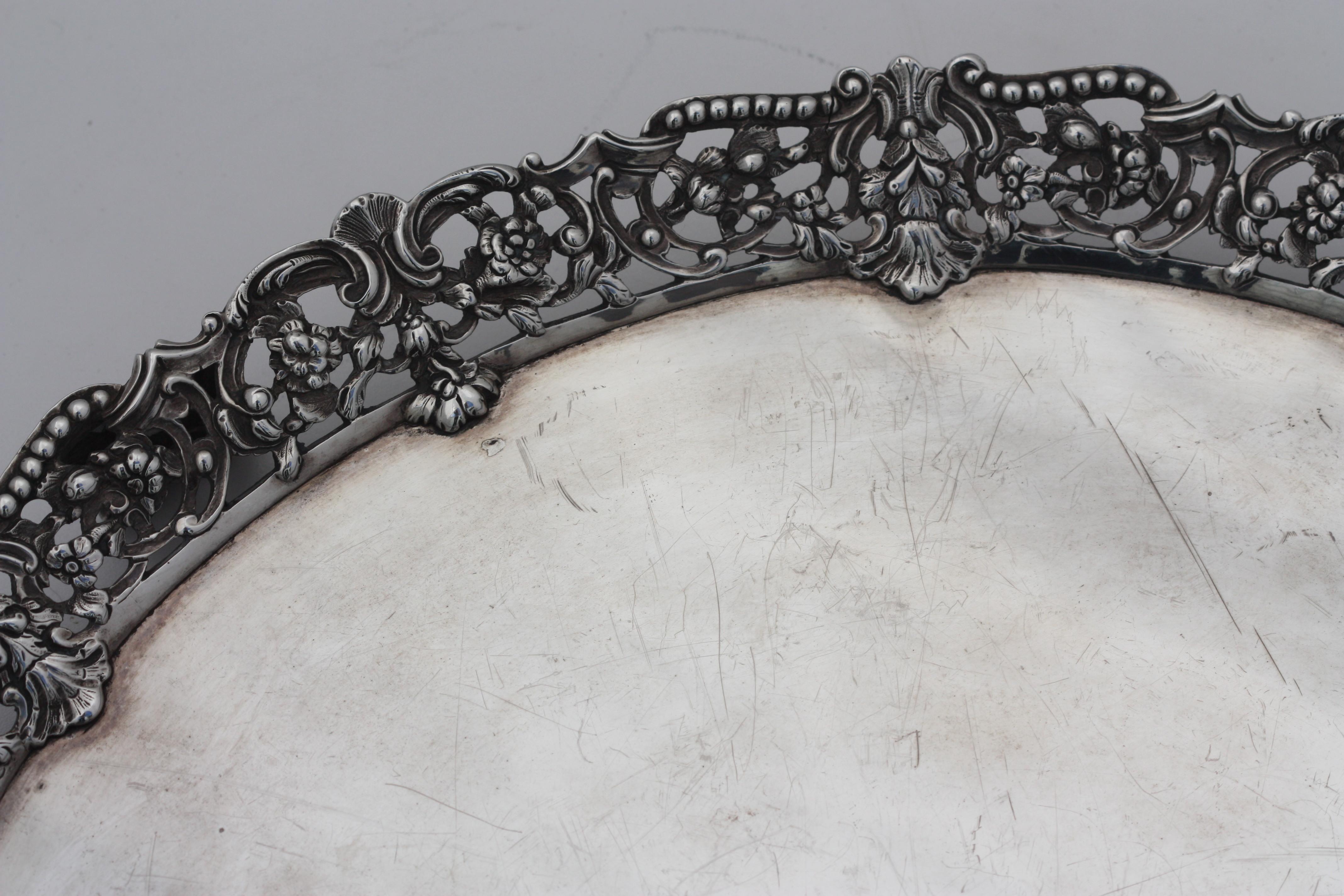  George III Silver Circular Footed Serving Tray For Sale 3