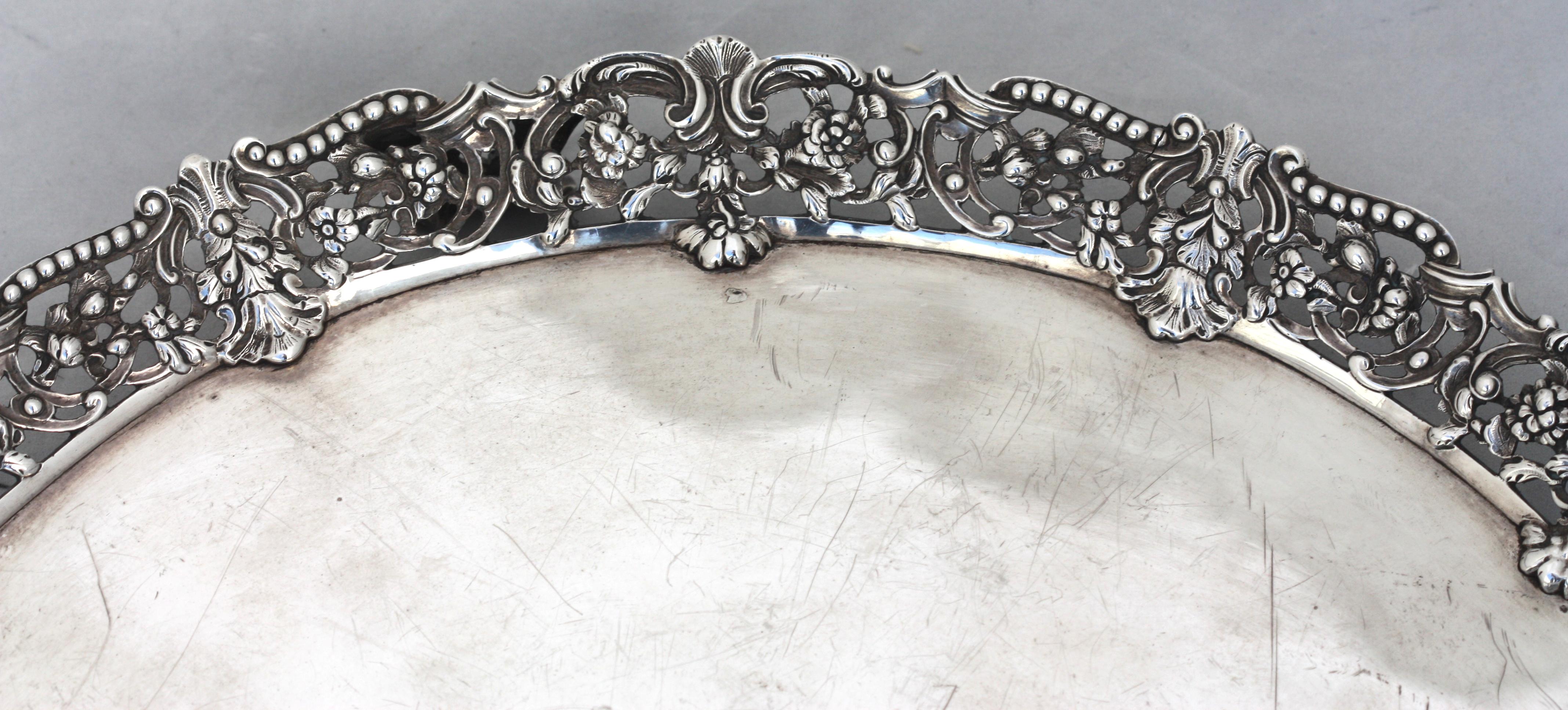  George III Silver Circular Footed Serving Tray For Sale 4