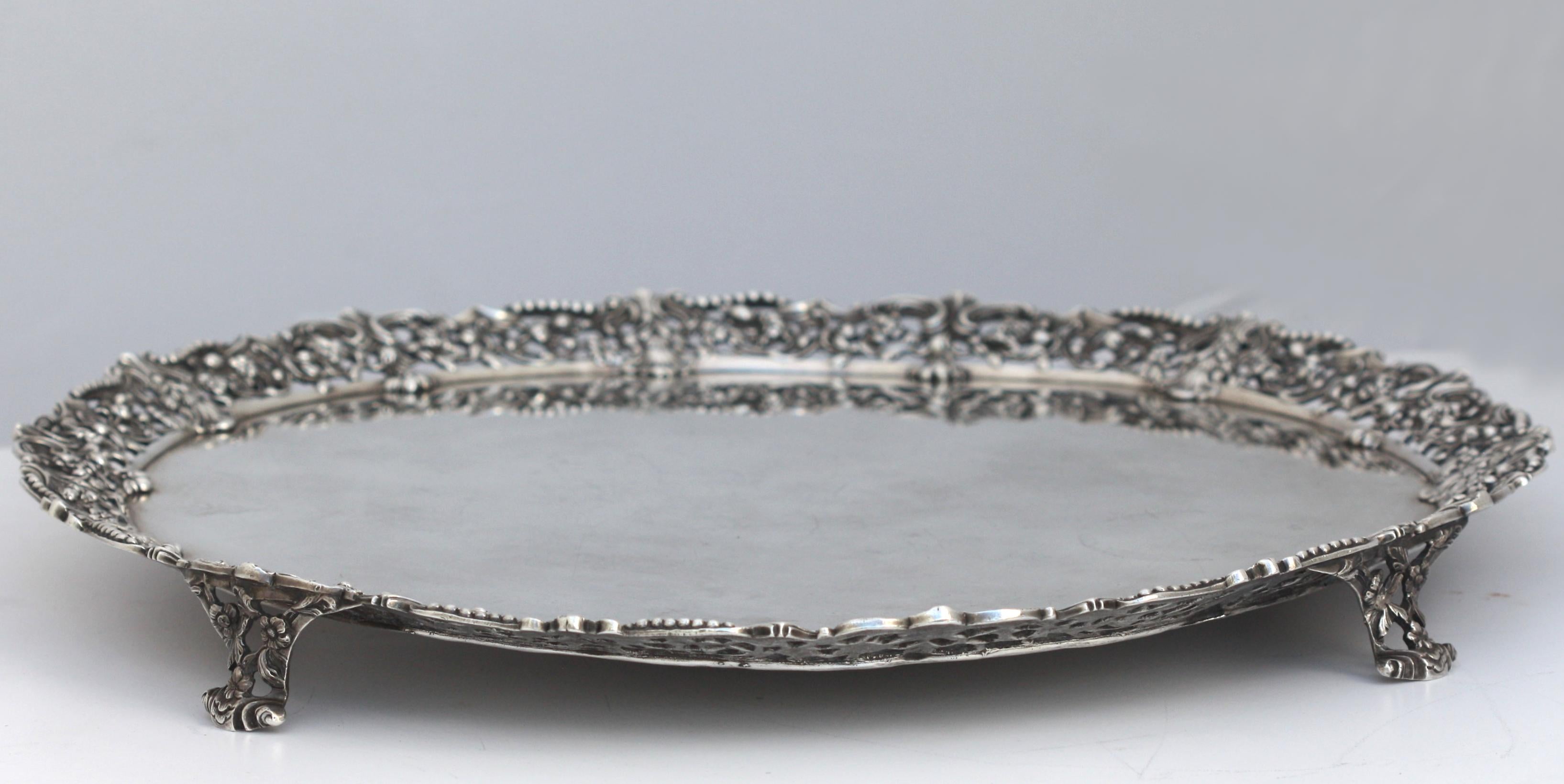  George III Silver Circular Footed Serving Tray For Sale 5