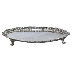 Antique  George III Silver Circular Footed Serving Tray