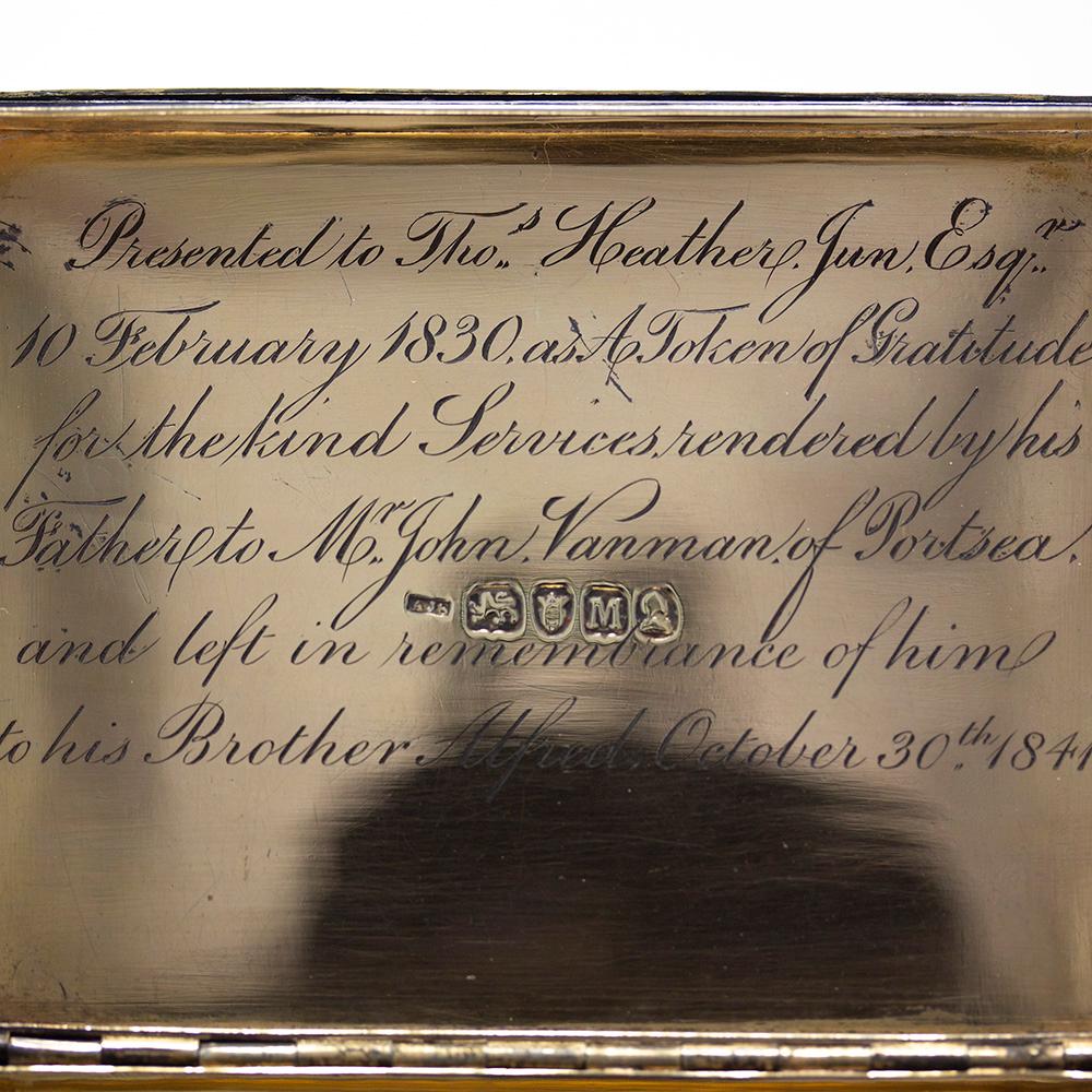George III Silver Gilt Table Snuff Box by Alexander J Strachan 4