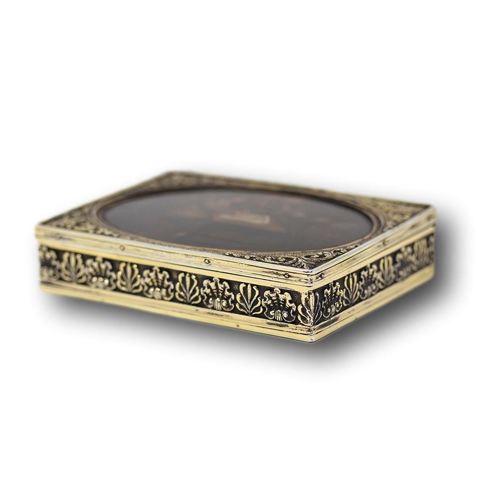 English George III Silver Gilt Table Snuff Box by Alexander J Strachan