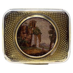 Antique George III Silver Gilt Micro Mosaic Snuff Box By Joseph Ash I 1808