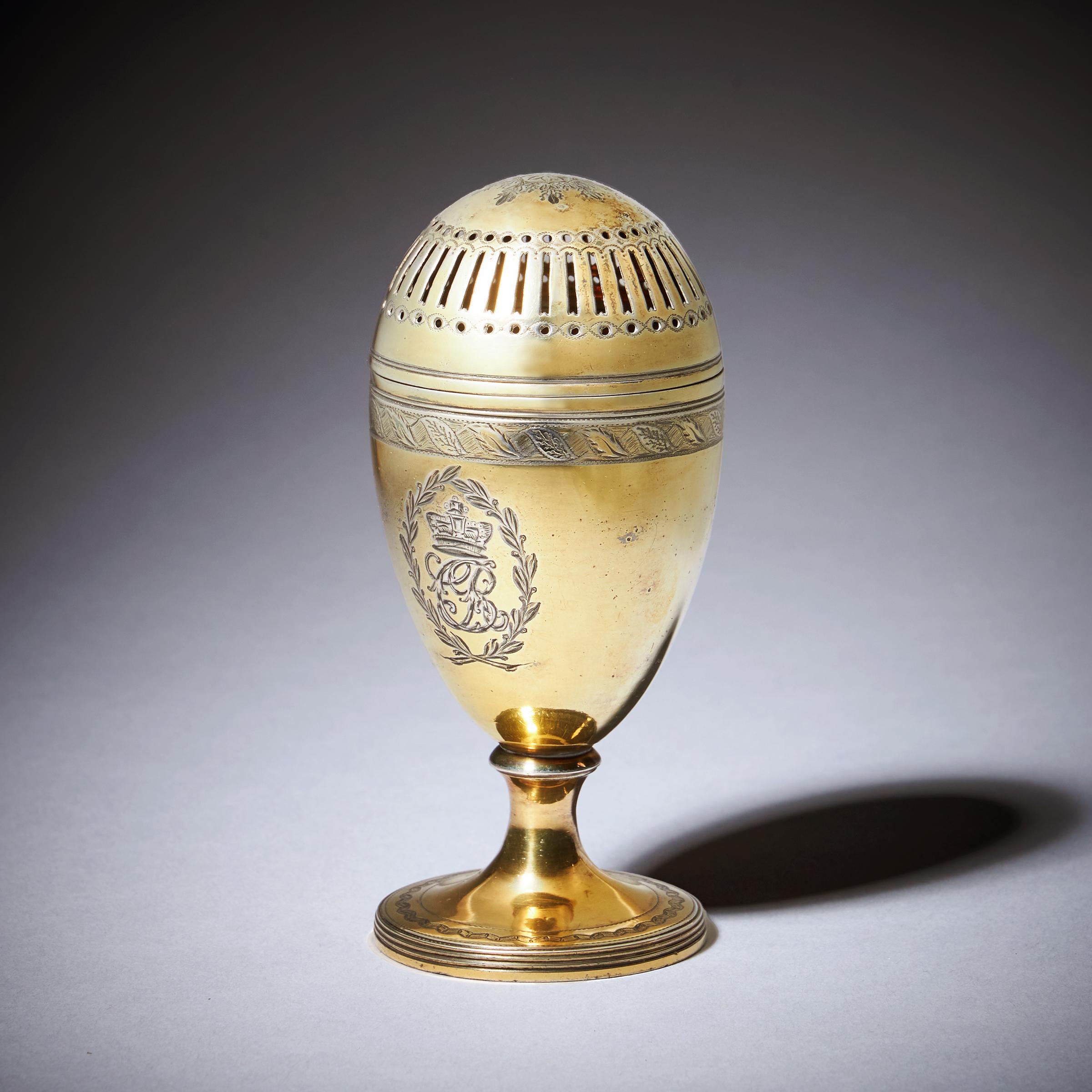 British George III Silver-Gilt Pepper Pot with the Royal Cypher of Queen Charlotte, 1798