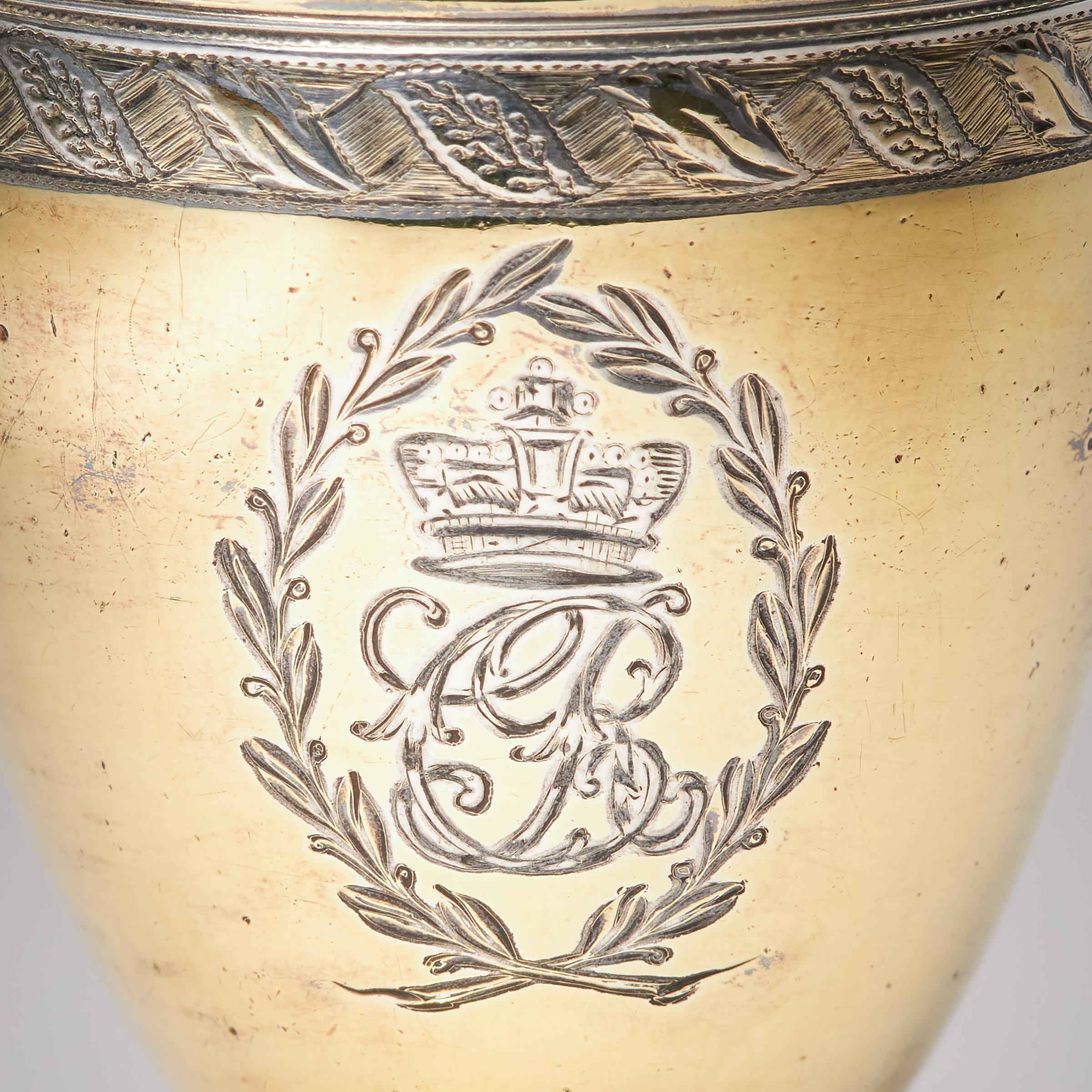 George III Silver-Gilt Pepper Pot with the Royal Cypher of Queen Charlotte, 1798 1