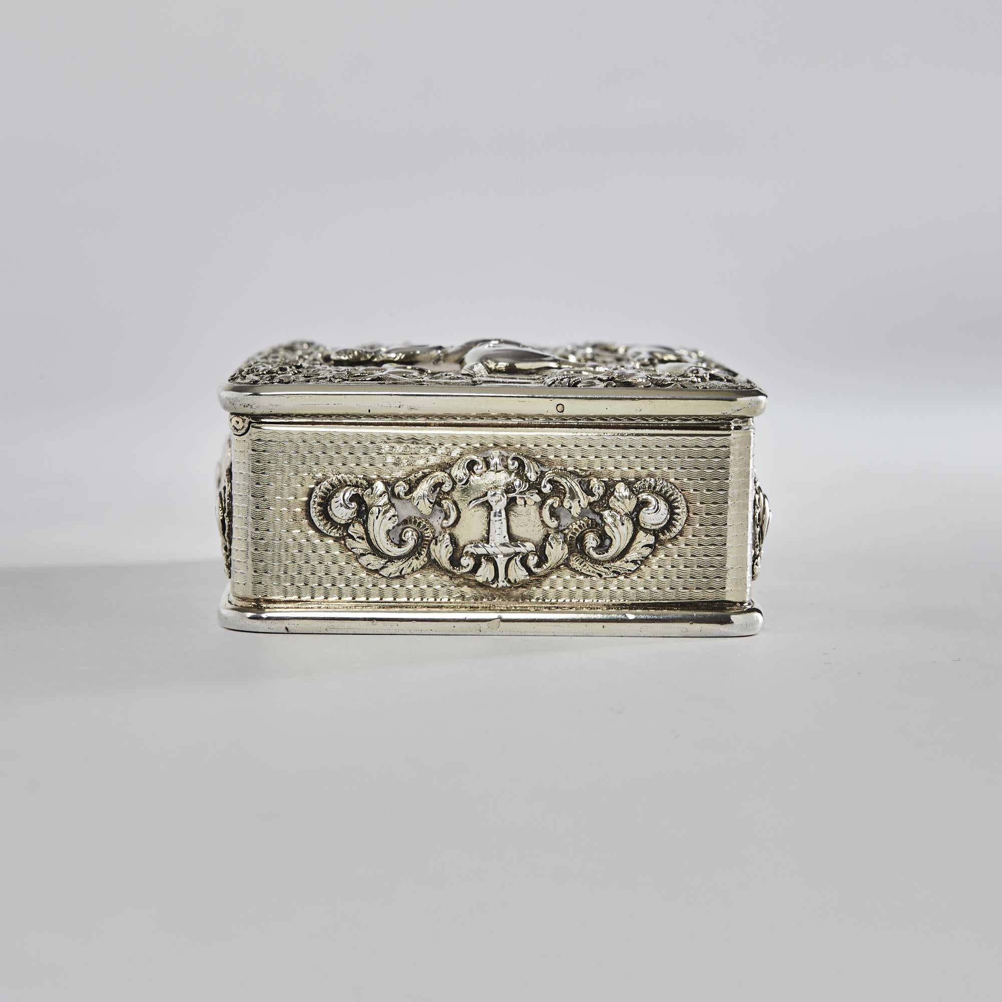 English George III Silver Gilt Snuff Box with Hunting Scene