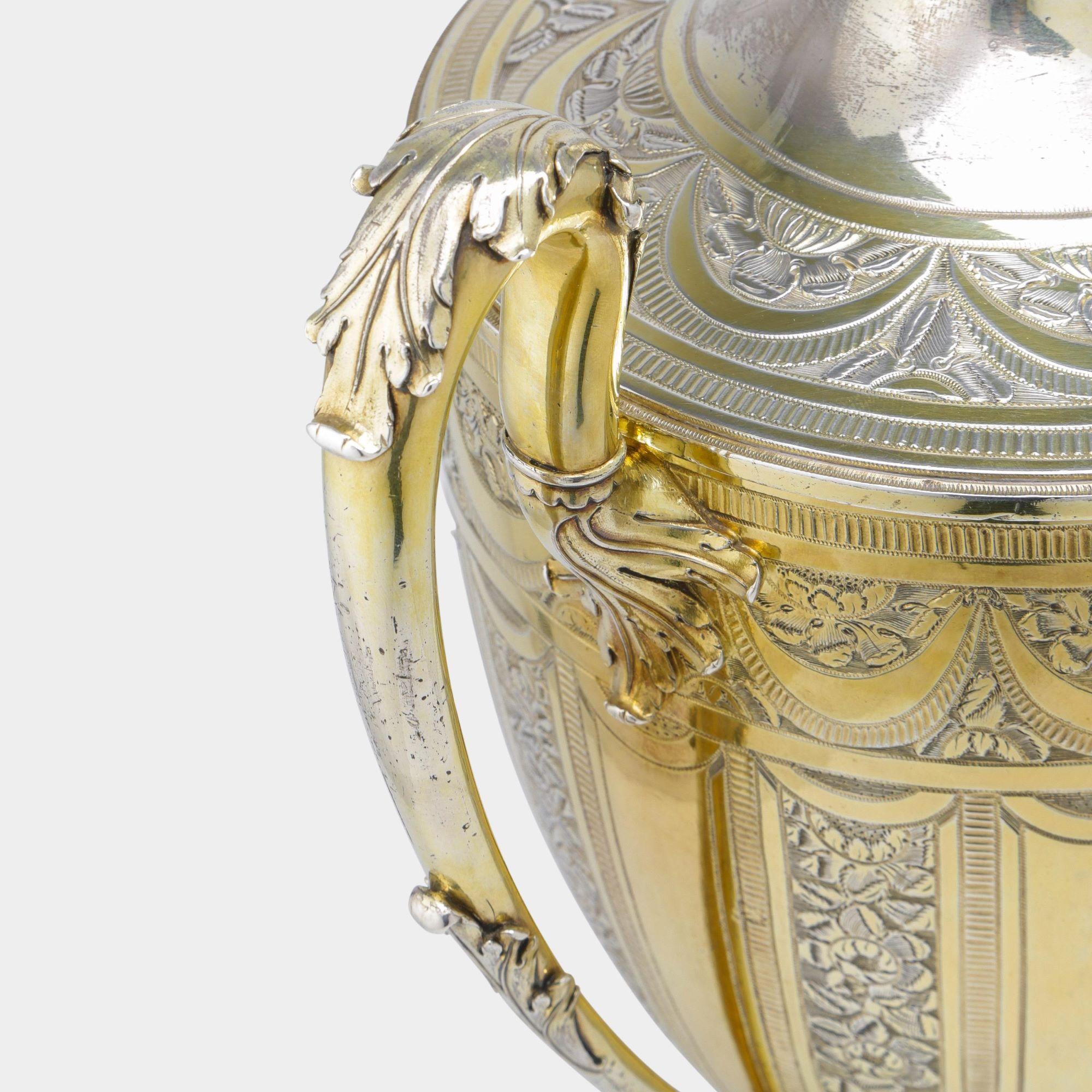 Neoclassical George III Silver-Gilt Trophy Cup & Cover For Sale