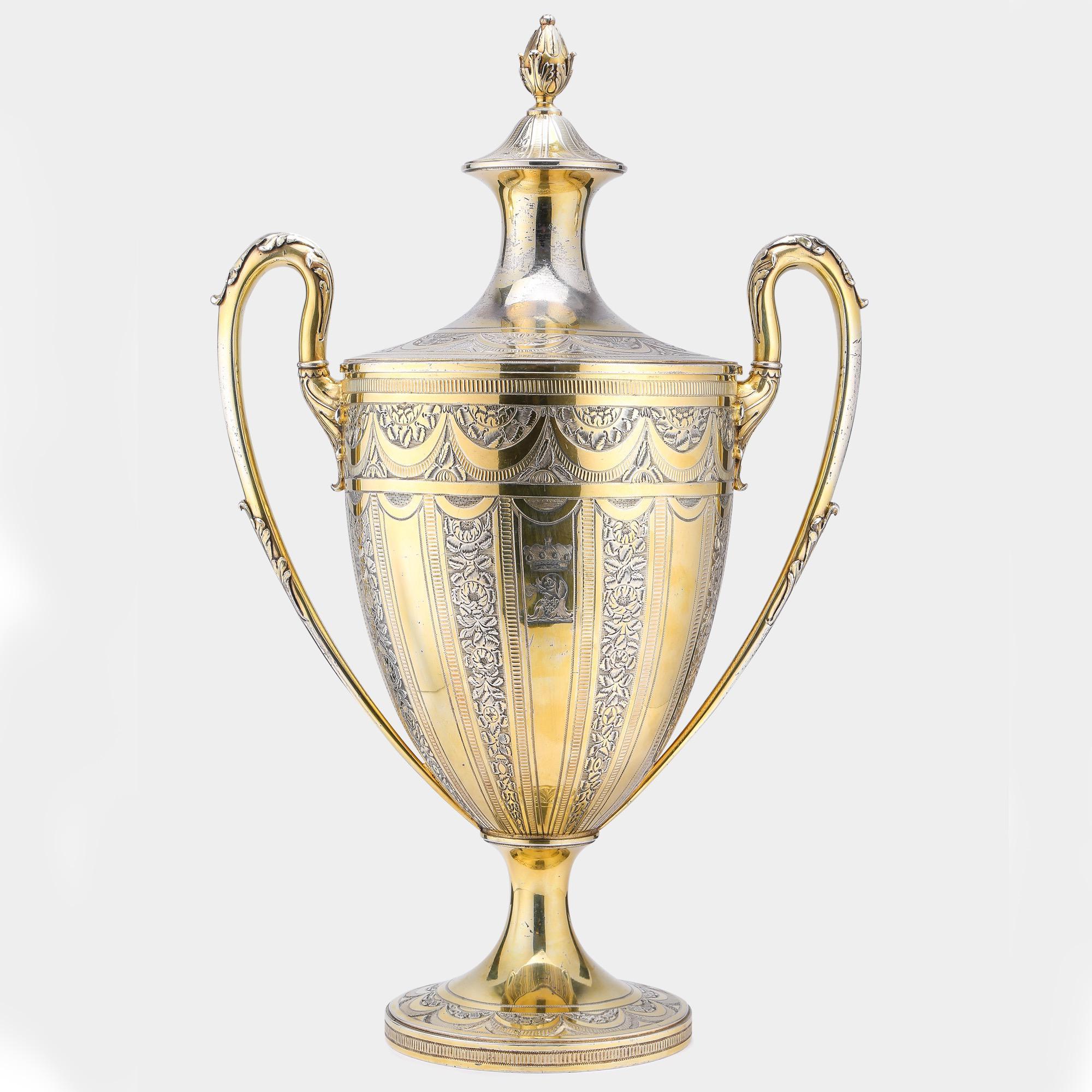 Sterling Silver George III Silver-Gilt Trophy Cup & Cover