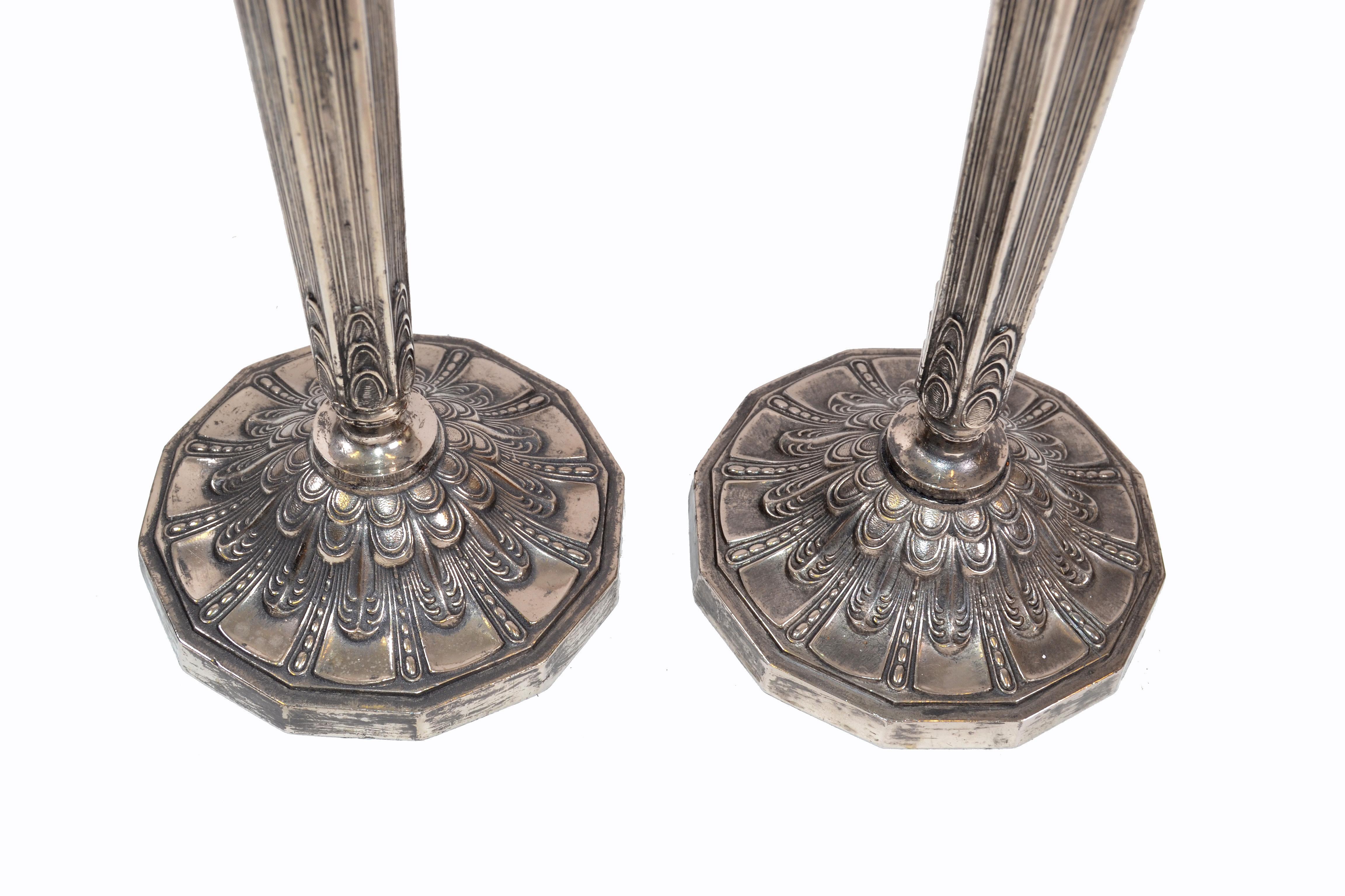 George III Silver Plated Heavy Candelabras, Candleholders, Candlesticks, Pair 1