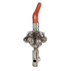 Antique George III Silver Rattle with Coral Handle, WW, London, 1809