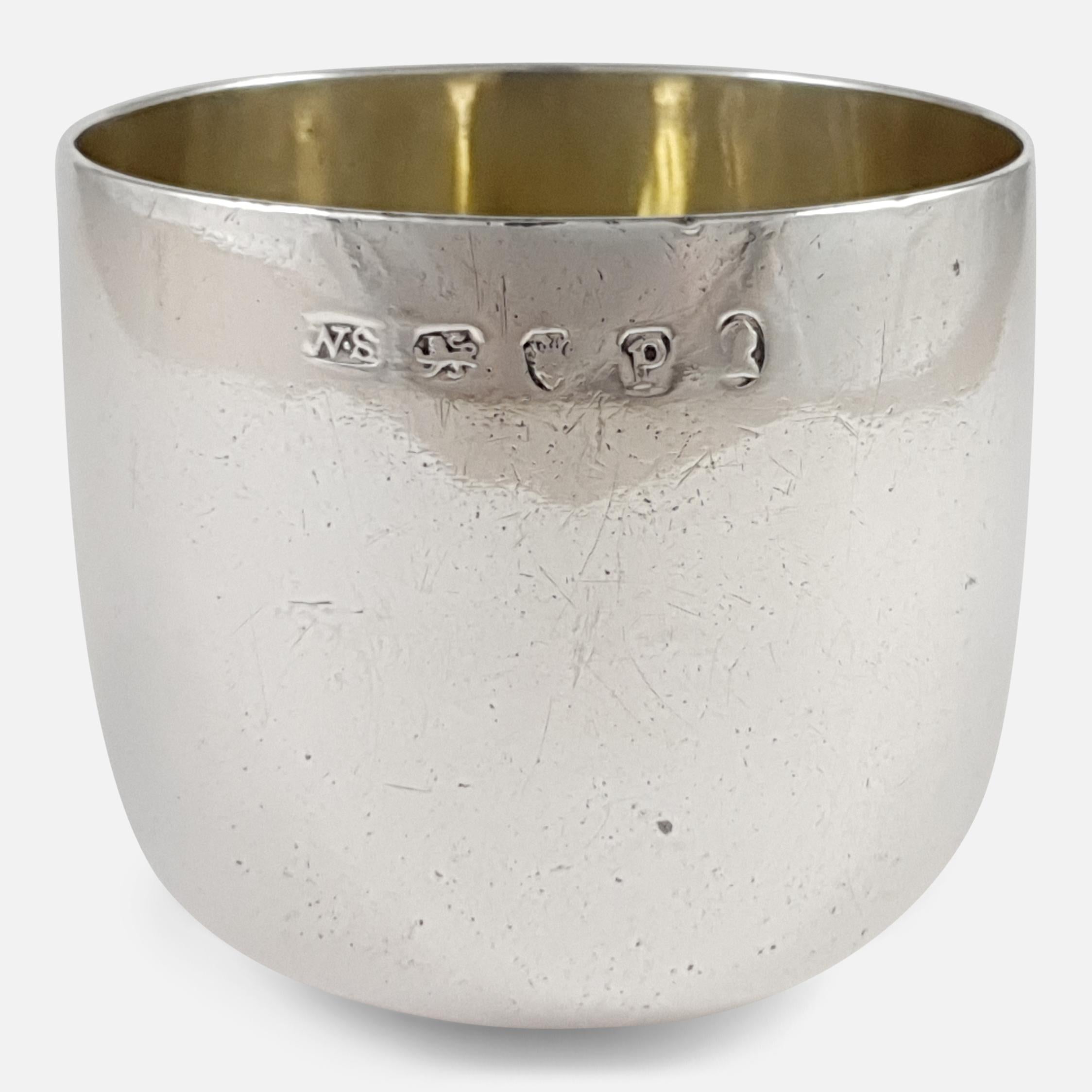 A George III sterling silver tumbler cup by William Stephenson, London 1790. The tumbler is made from a good gauge of silver, is in fine antique condition, has a good overall patina, and sits on a domed base. The tumbler is hallmarked with the