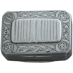 George III Silver Vinaigrette 
Ribbed Panels
 by William Pugh, Birmingham, 1815