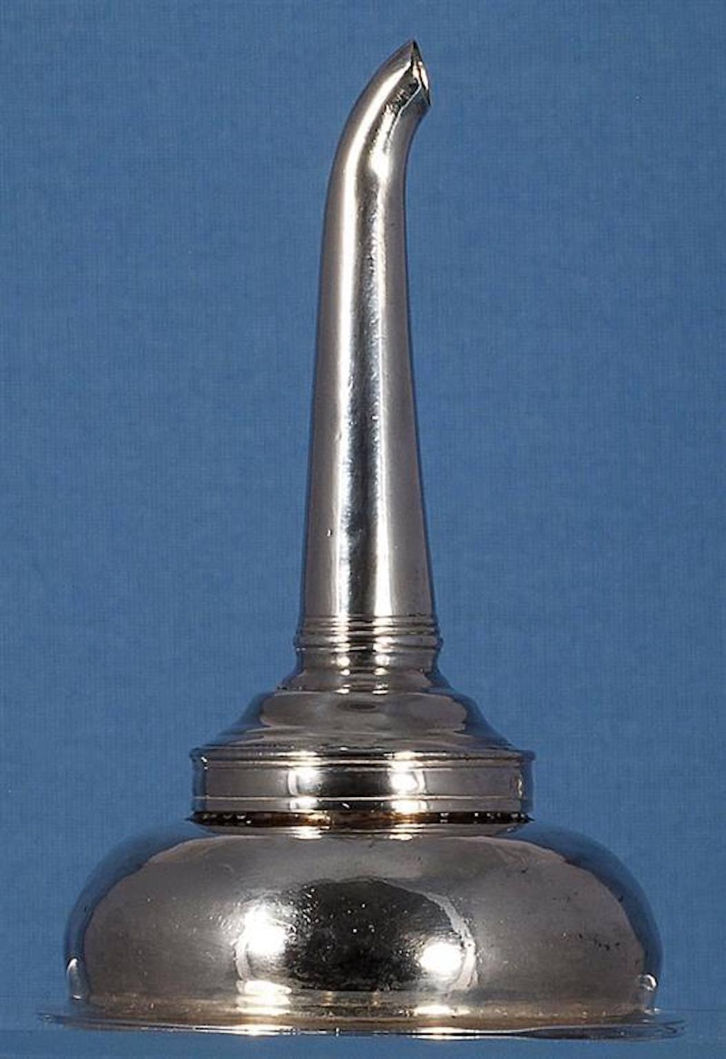 A George III silver wine funnel, by Hester Bateman, London, circa 1780, lacking muslin ring, Height 124mm Weight 1.9oz/62grms.