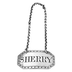 Used George III silver Wine Label Sherry, London C.1790 Phipps and Robinson