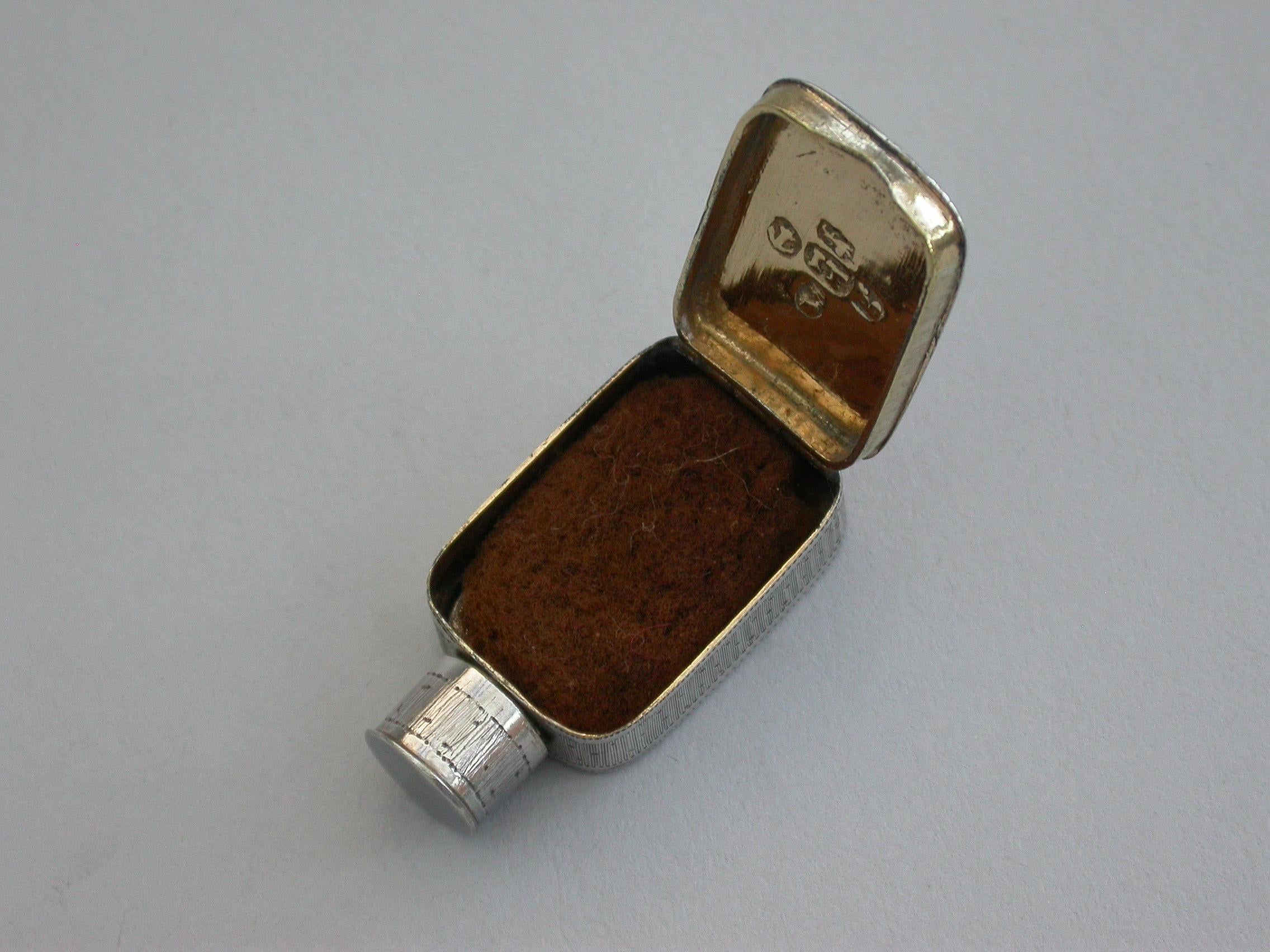 Early 19th Century George III Small Silver Snuff Bottle Vinaigrette, Joseph Taylor Birmingham, 1804 For Sale