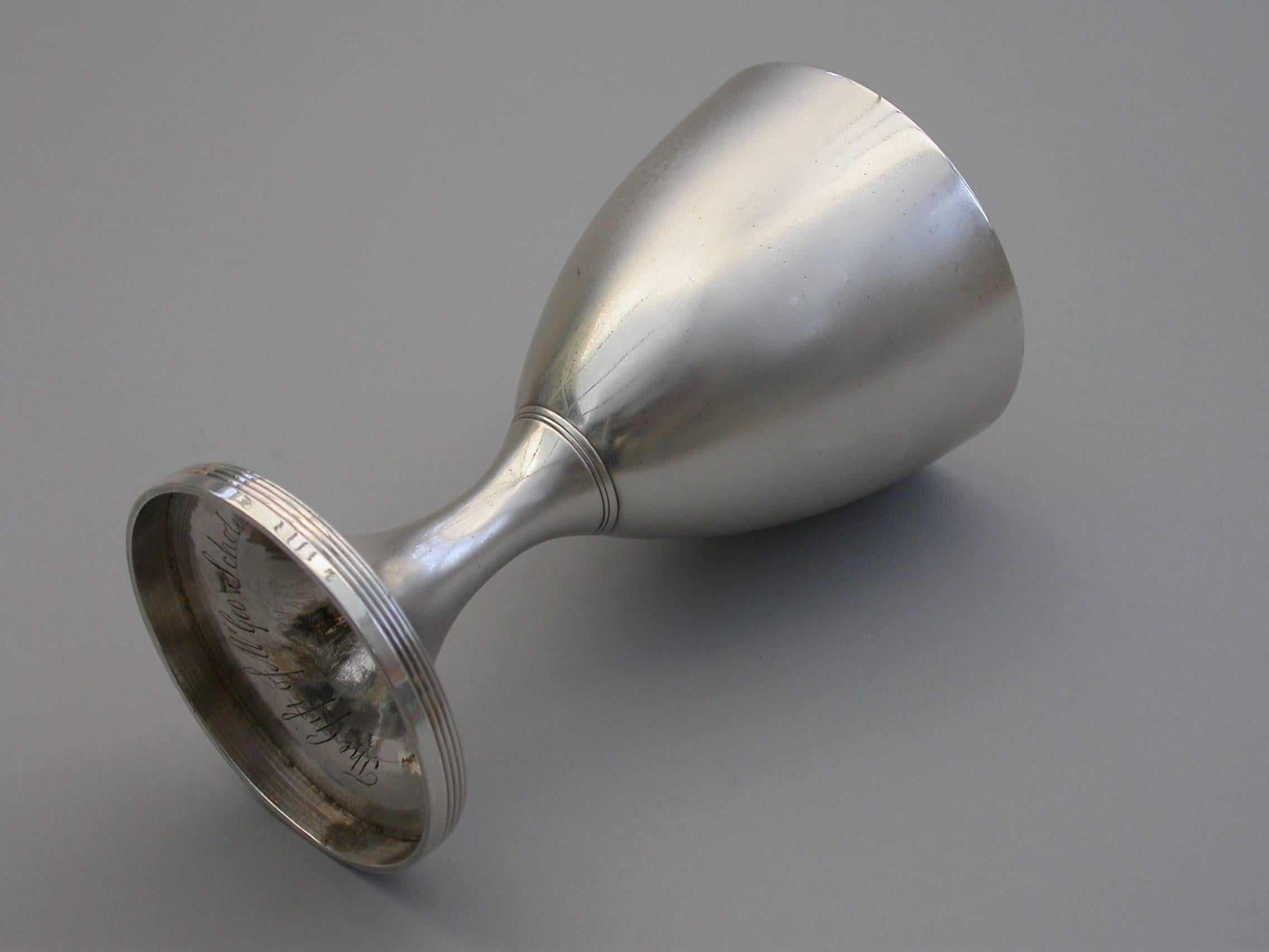 George III Small Silver Wine Goblet. by Henry Chawner, London, 1792.  4