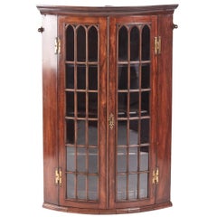 George III Solid Walnut Astragal Glazed Hanging Corner Cabinet