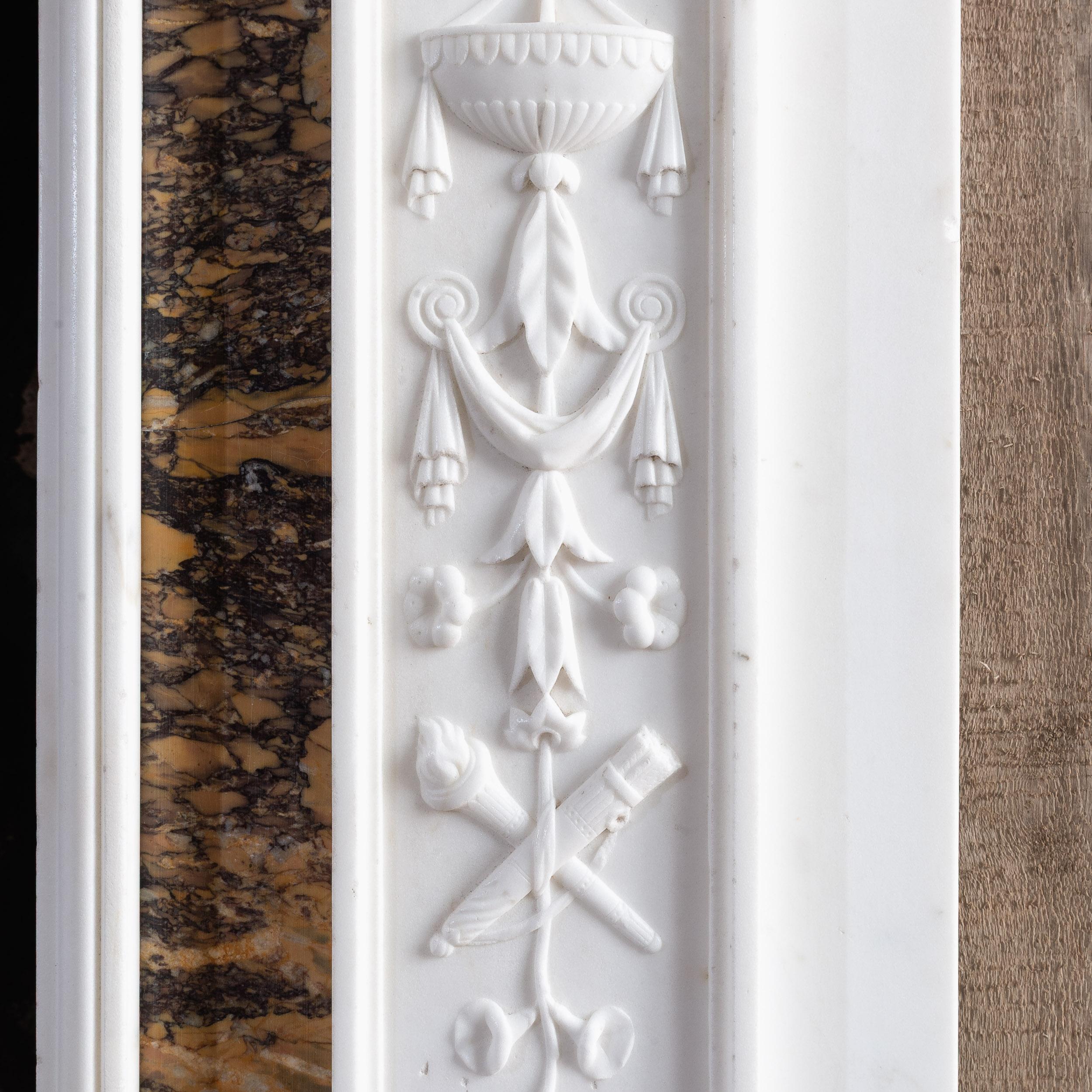 George III Statuary and Convent Sienna Marble Fireplace in vendita 2