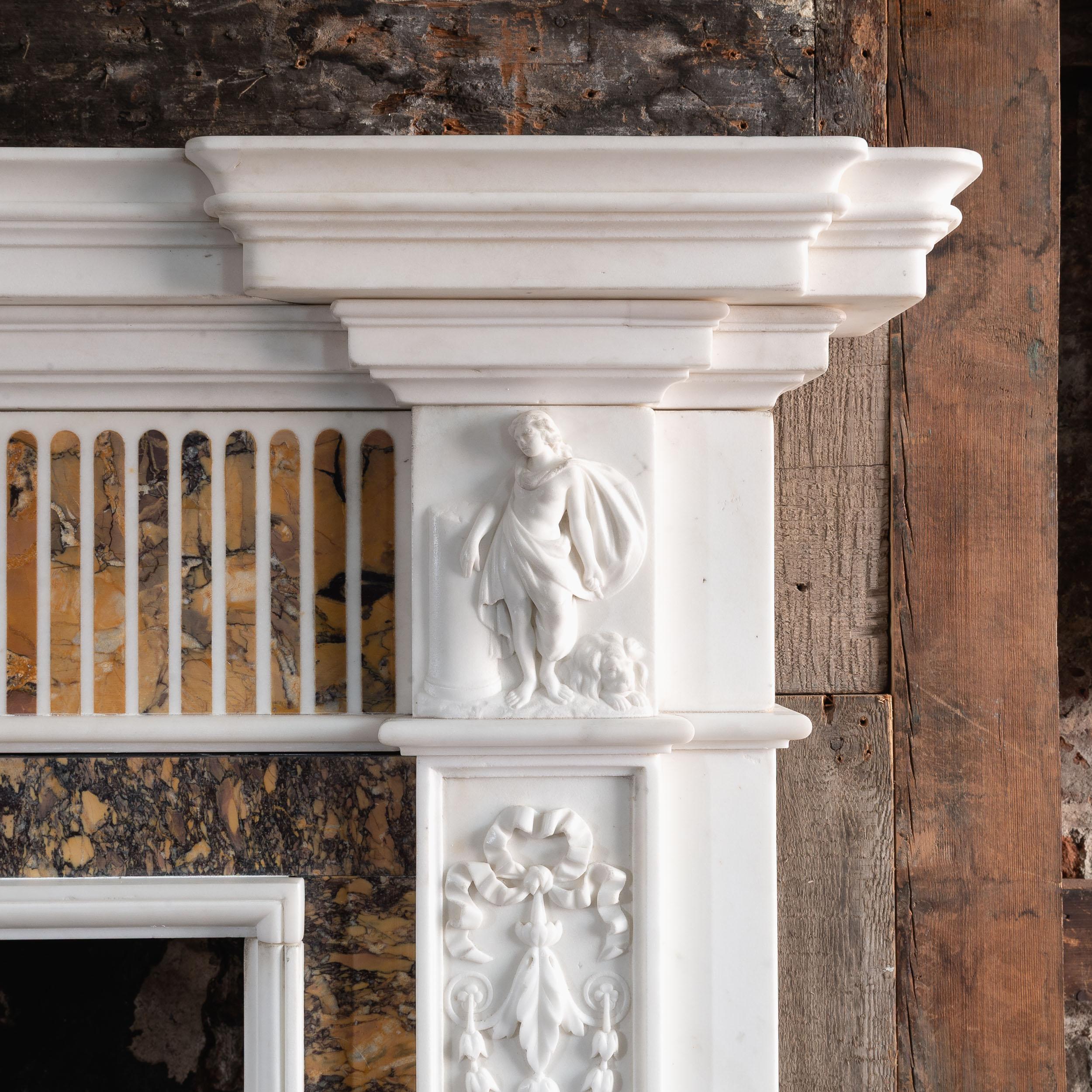 George III Statuary and Convent Sienna Marble Fireplace in vendita 6