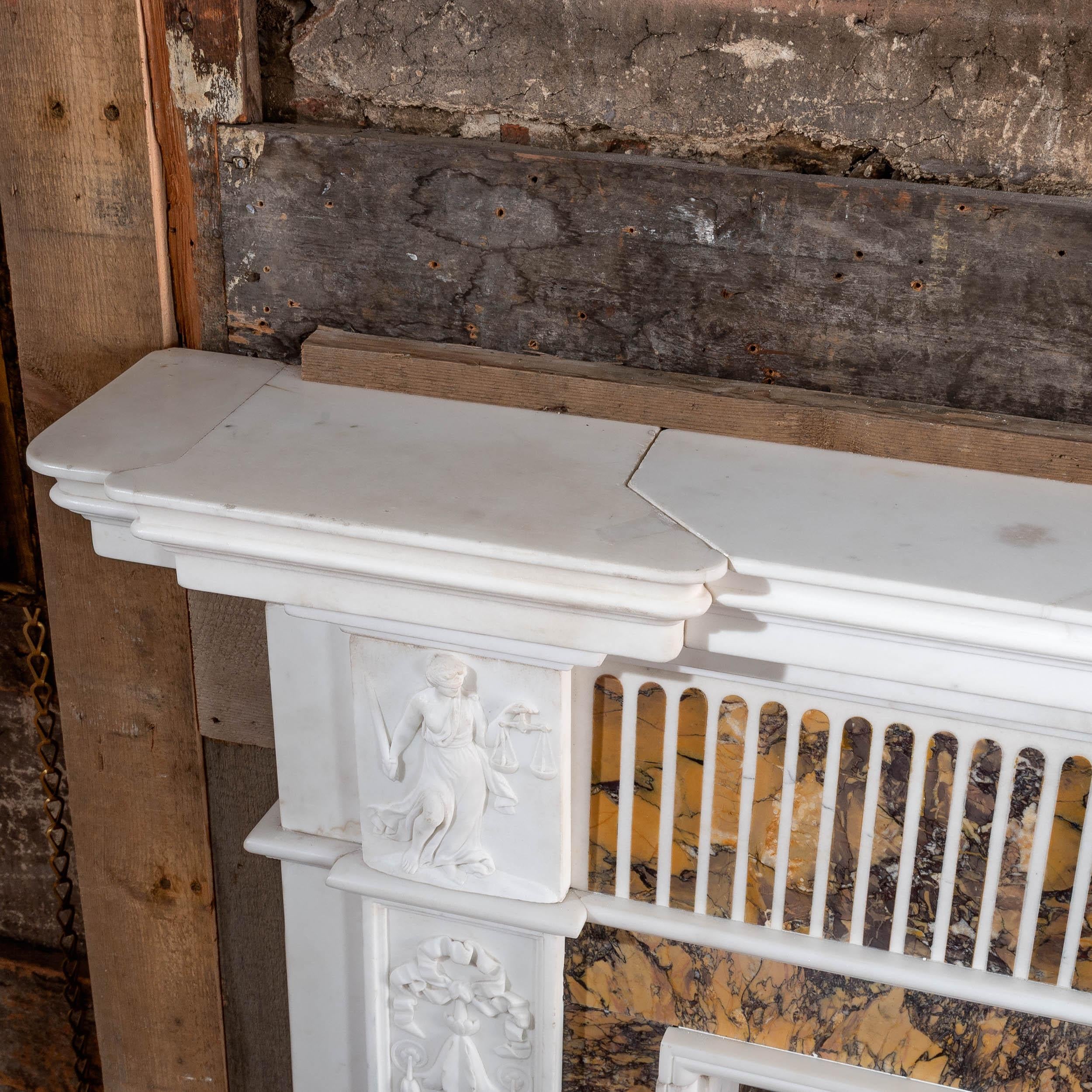 George III Statuary and Convent Sienna Marble Fireplace in vendita 8