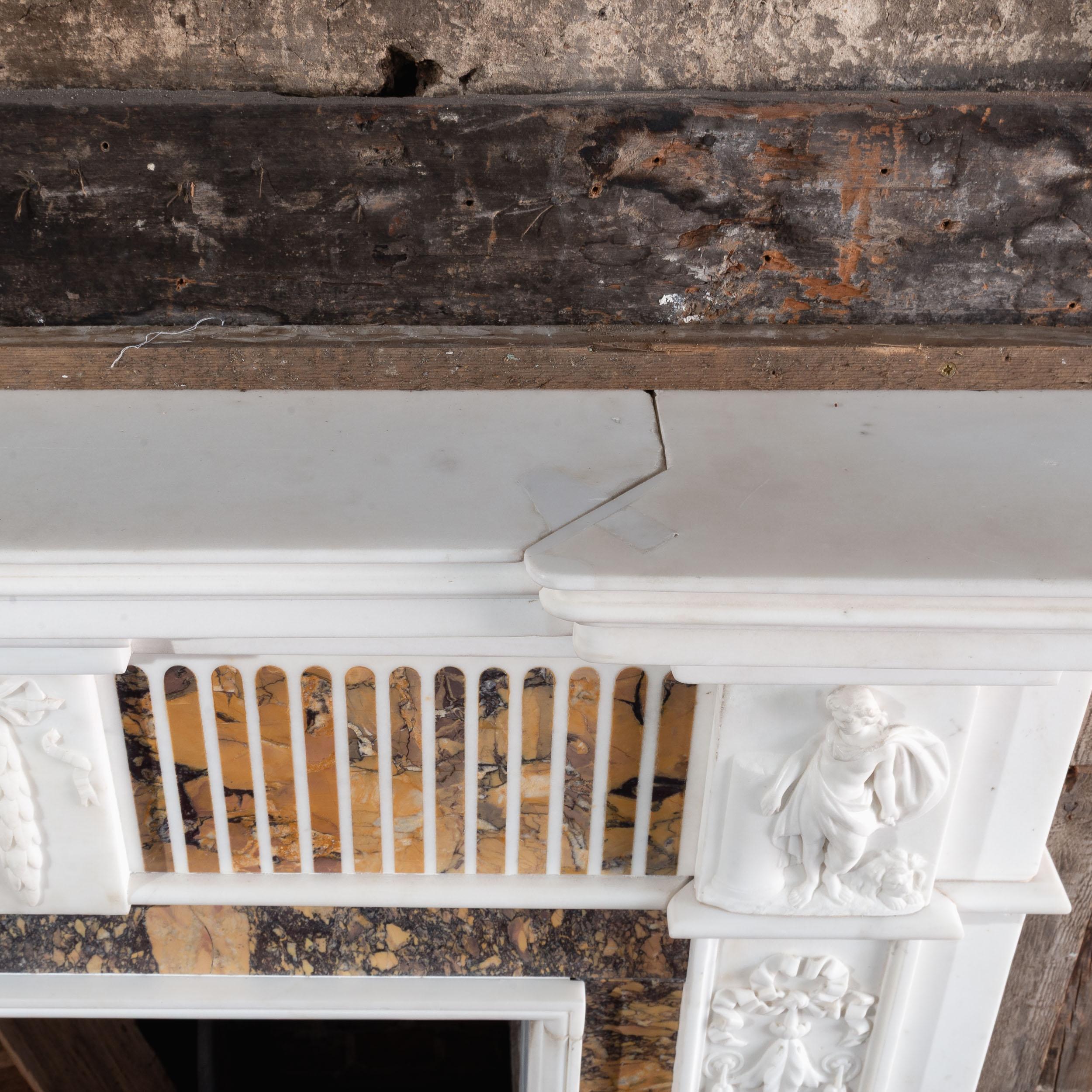 George III Statuary and Convent Sienna Marble Fireplace in vendita 10