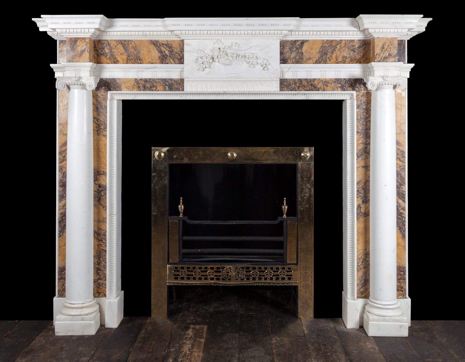 Siena Marble George III Statuary and Sienna Marble Fireplace For Sale