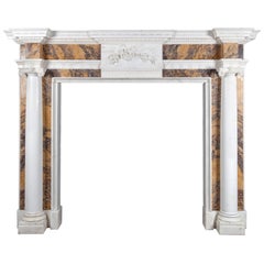 Statuary Marble Antique Fireplace with Sienna and Verde Antico Marble ...