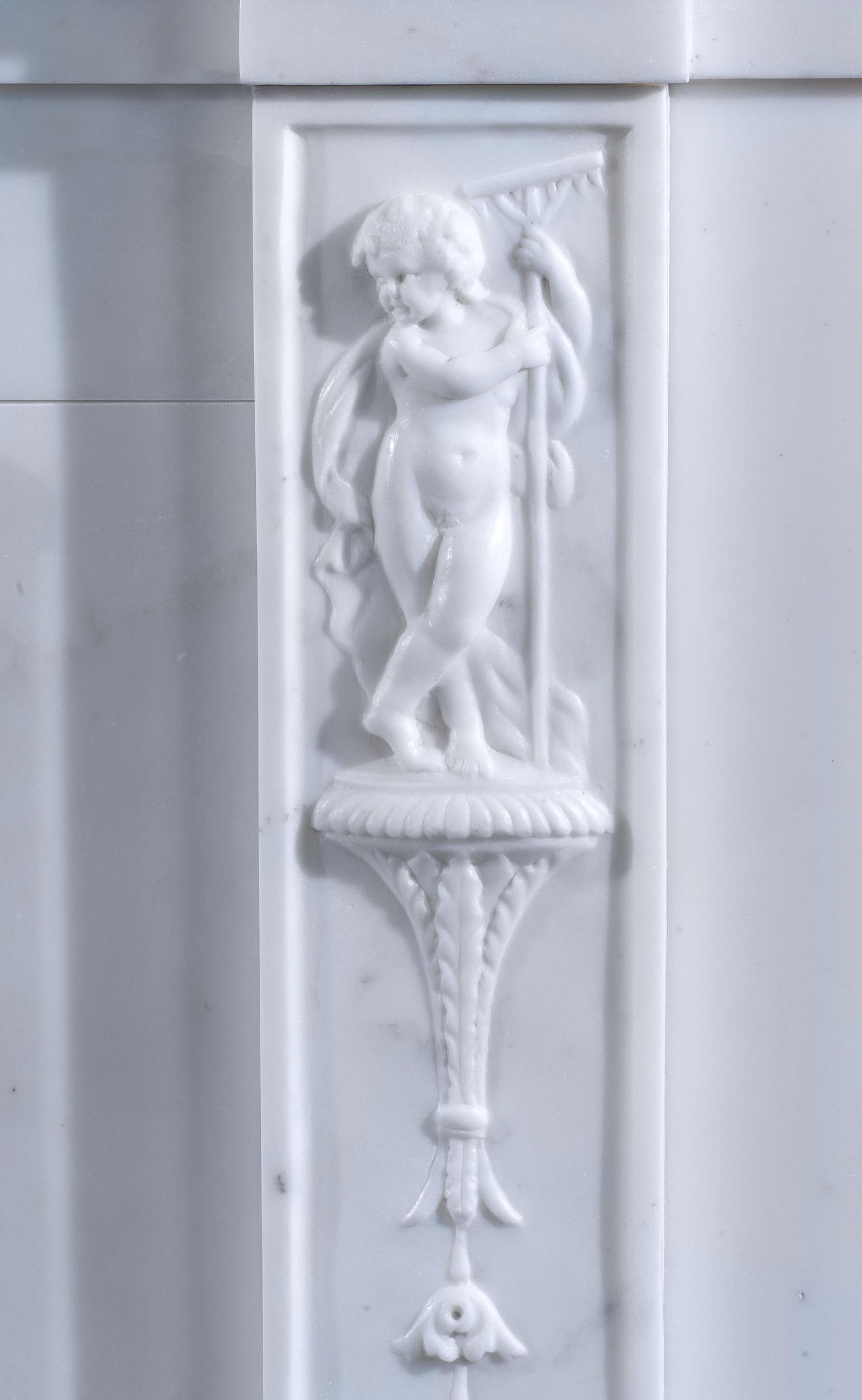 George III Statuary Marble Chimneypiece For Sale 1