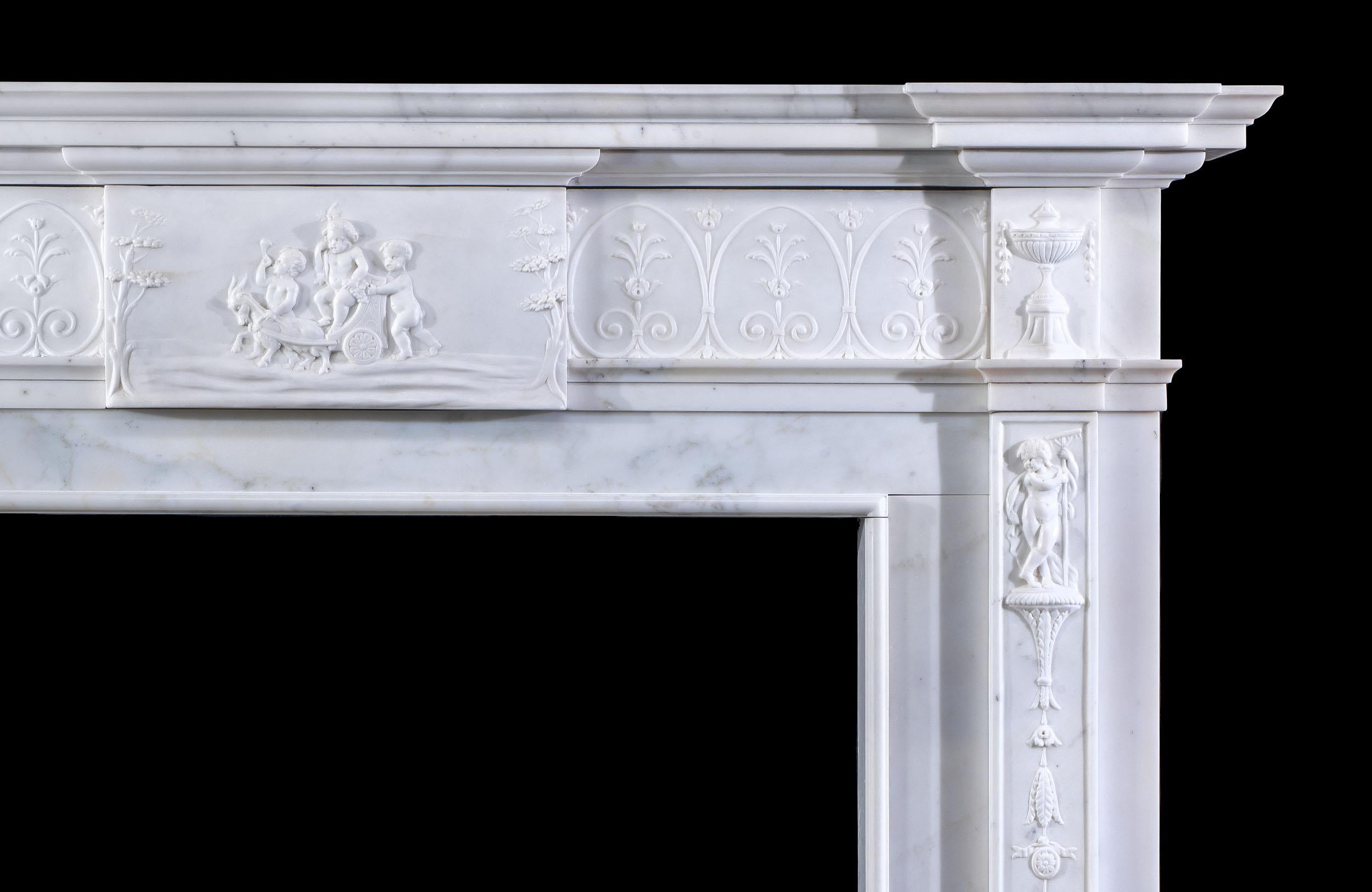 George III Statuary Marble Chimneypiece For Sale 2