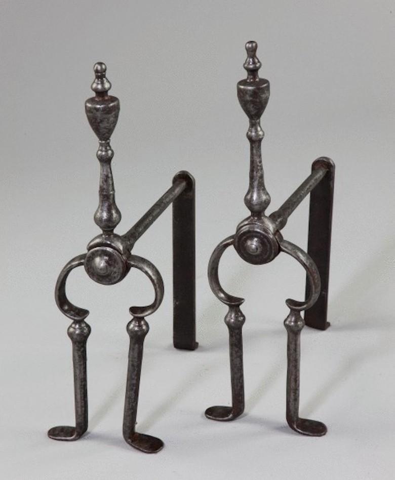 English George III Steel Fire Dogs For Sale