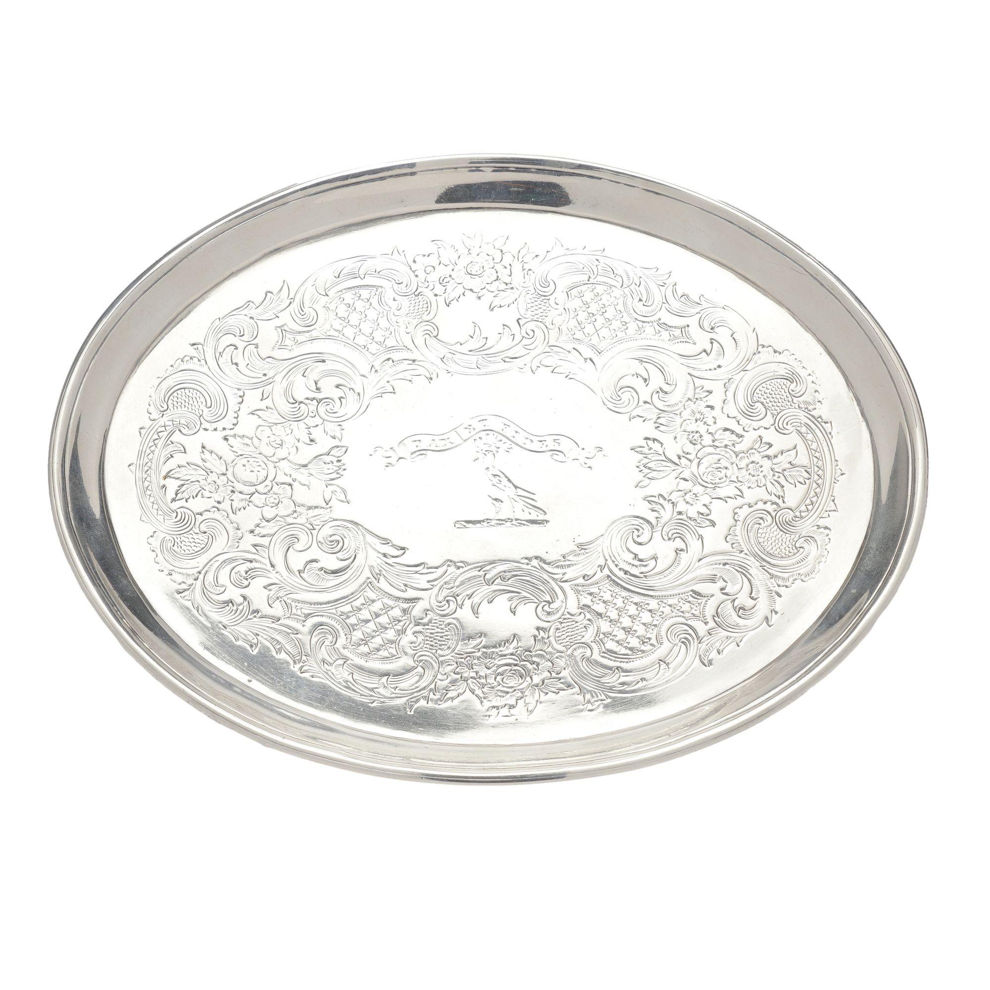 British George III sterling footed tray by Robert Garrard & John Wakelin, c. 1792 For Sale