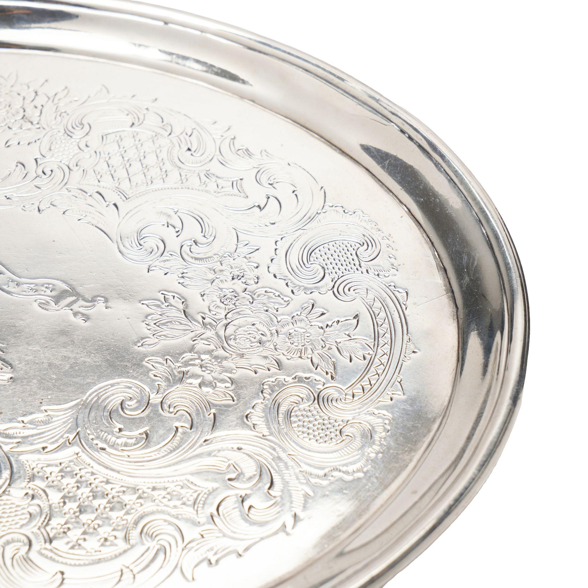 Sterling Silver George III sterling footed tray by Robert Garrard & John Wakelin, c. 1792 For Sale