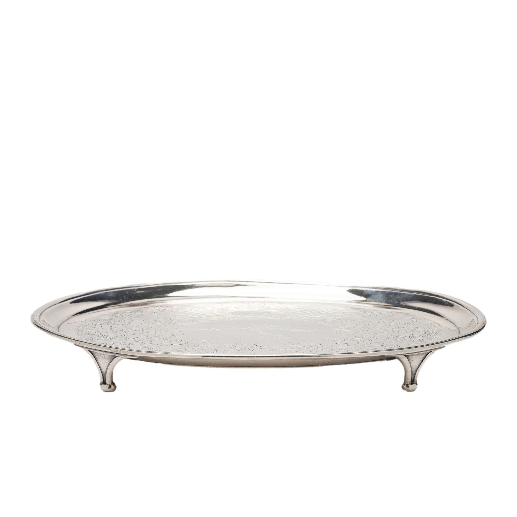 George III sterling footed tray by Robert Garrard & John Wakelin, c. 1792 For Sale 1