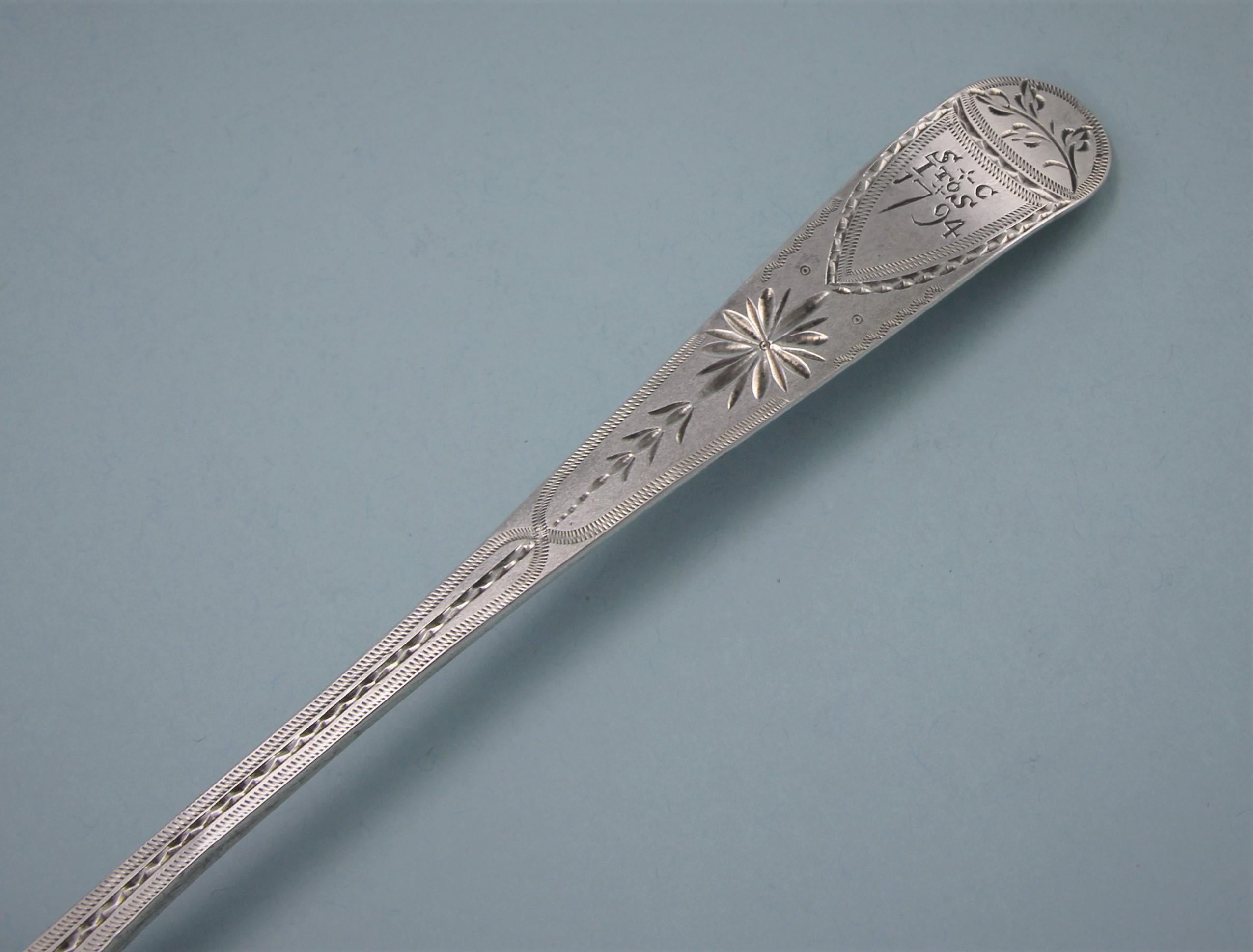 George III Sterling Silver Bright Cut Table Spoon by Richard Ferris, Exeter For Sale 2