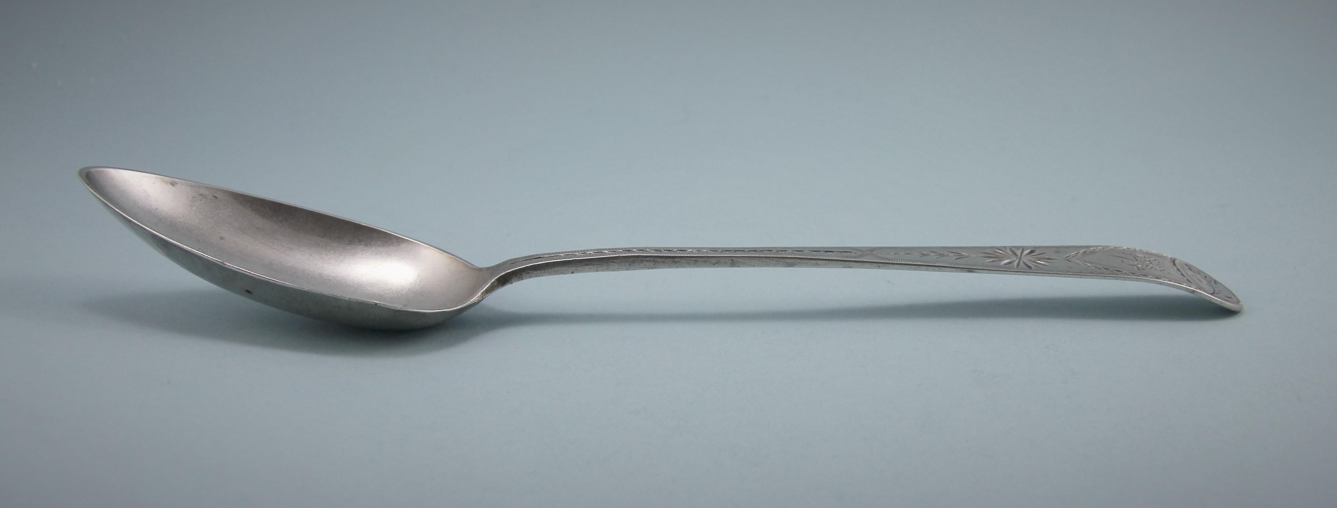 George III Sterling Silver Bright Cut Table Spoon by Richard Ferris, Exeter For Sale 3