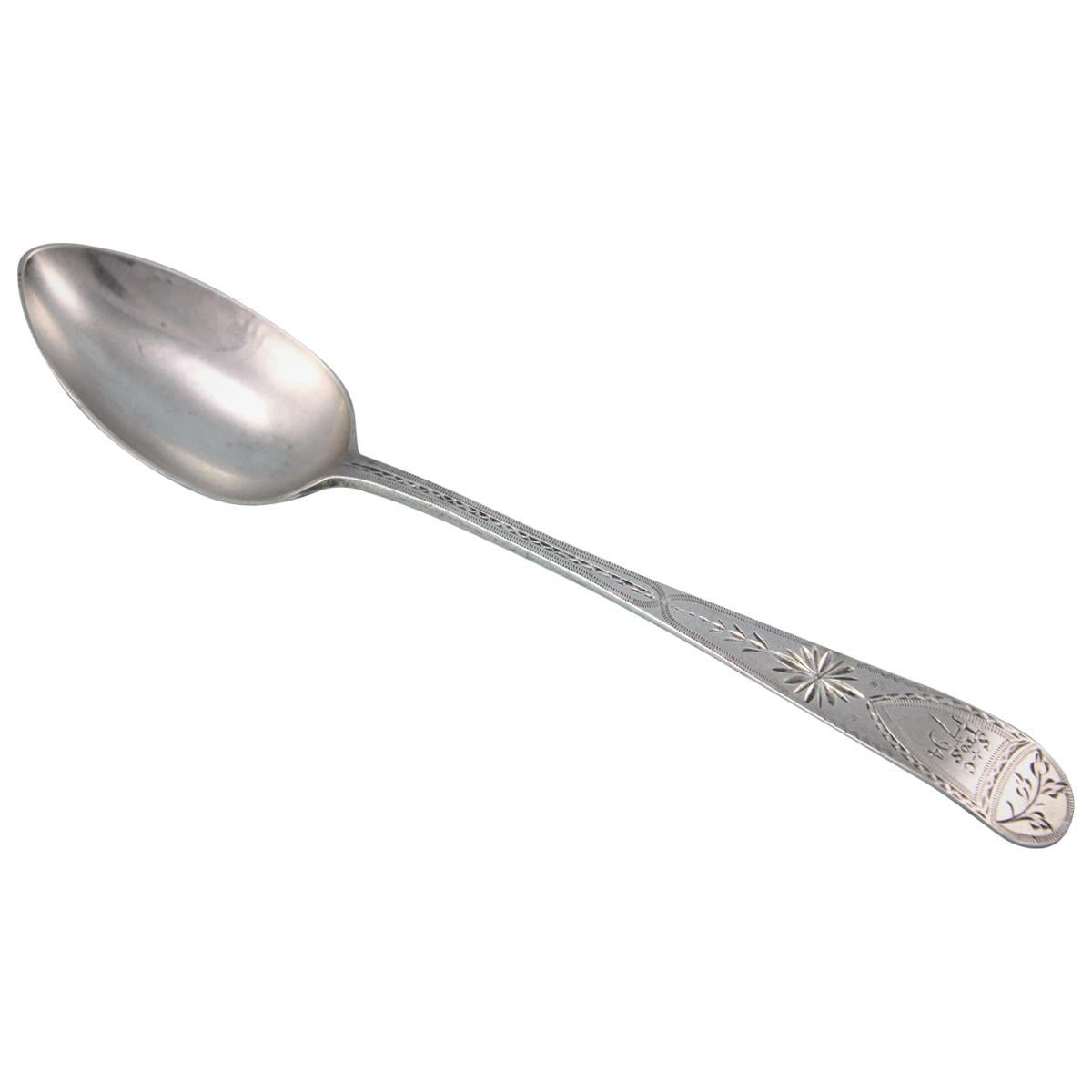George III Sterling Silver Bright Cut Table Spoon by Richard Ferris, Exeter For Sale