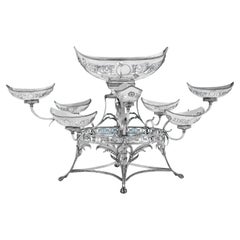 Centro de mesa o epergne de plata de ley Jorge III de Thomas Pitts - Londres 1790