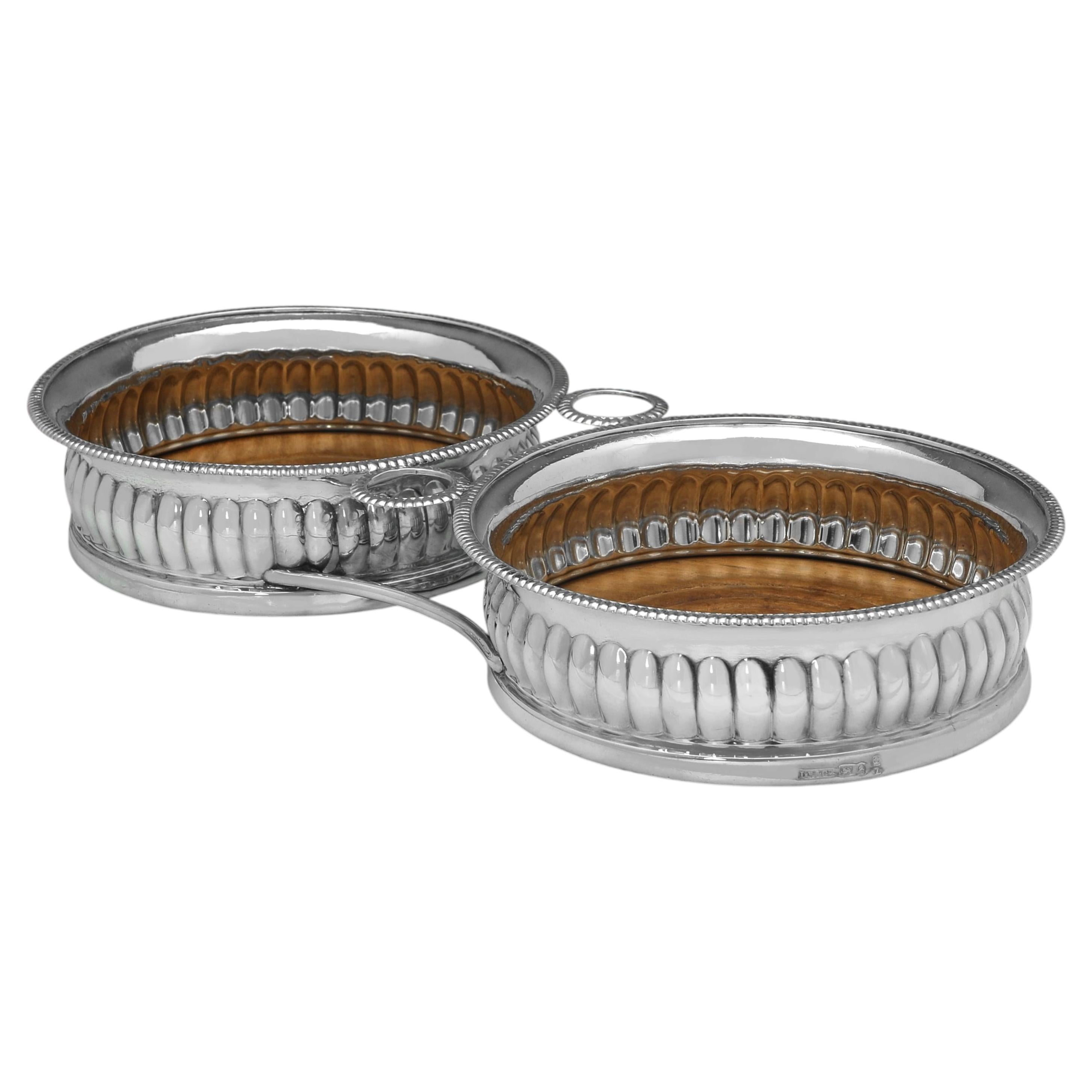 Double dessous de bouteille en argent de Georges III, John Roberts & Co, 1810