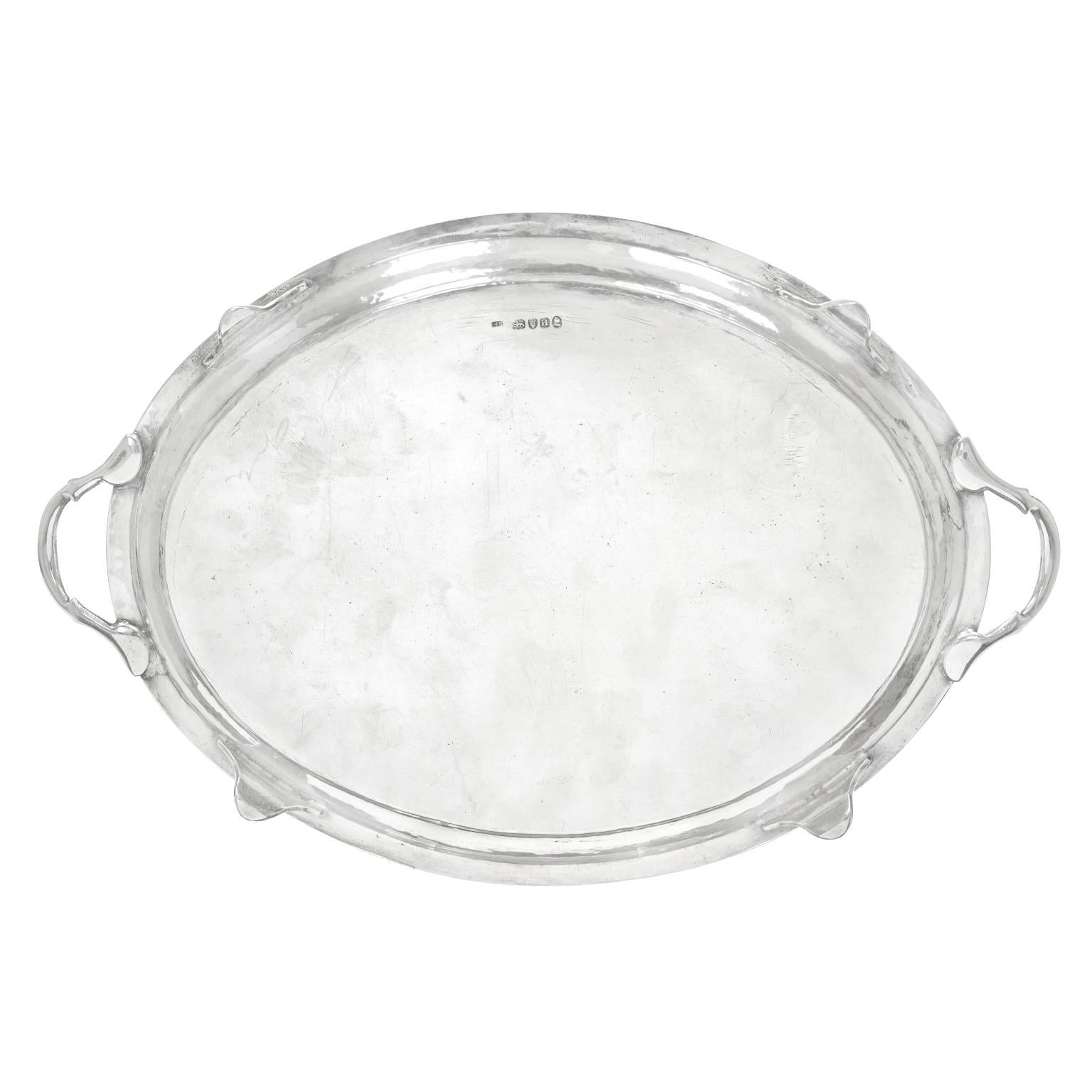 Georgian George III Sterling Silver Footed Oval Tray, London, 1803-1804