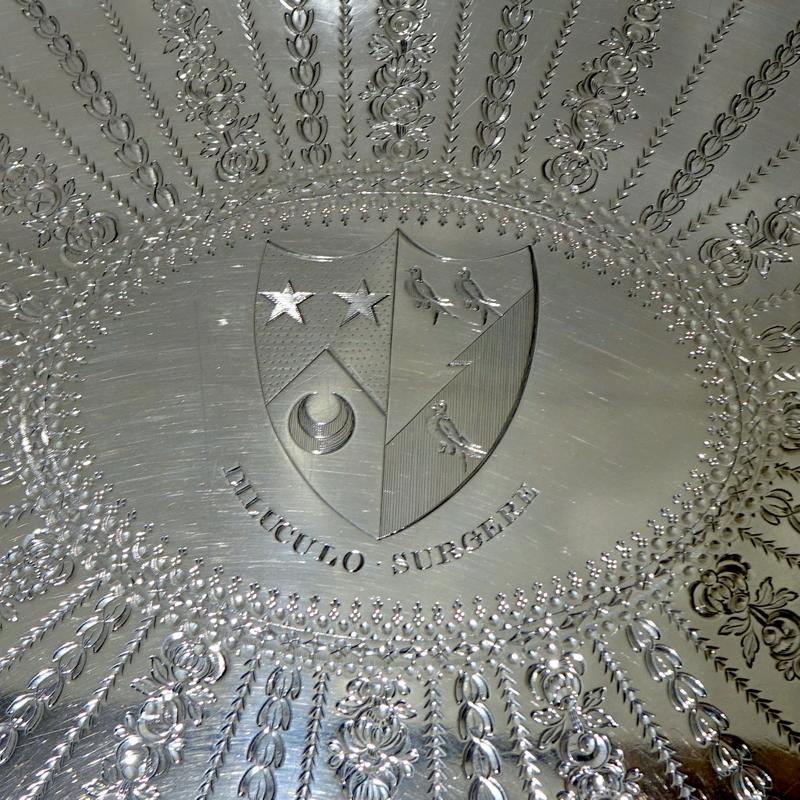 18th Century George III Sterling Silver Large Salver London 1784 Thomas Hannam & John Cr For Sale