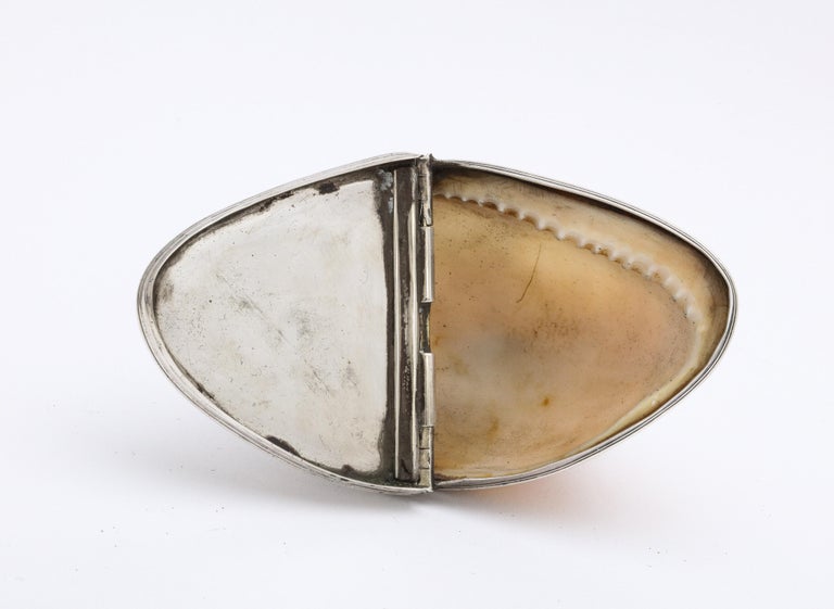George III Sterling Silver-Mounted Cowrie Shell Snuff Box with Hinged Lid For Sale 7